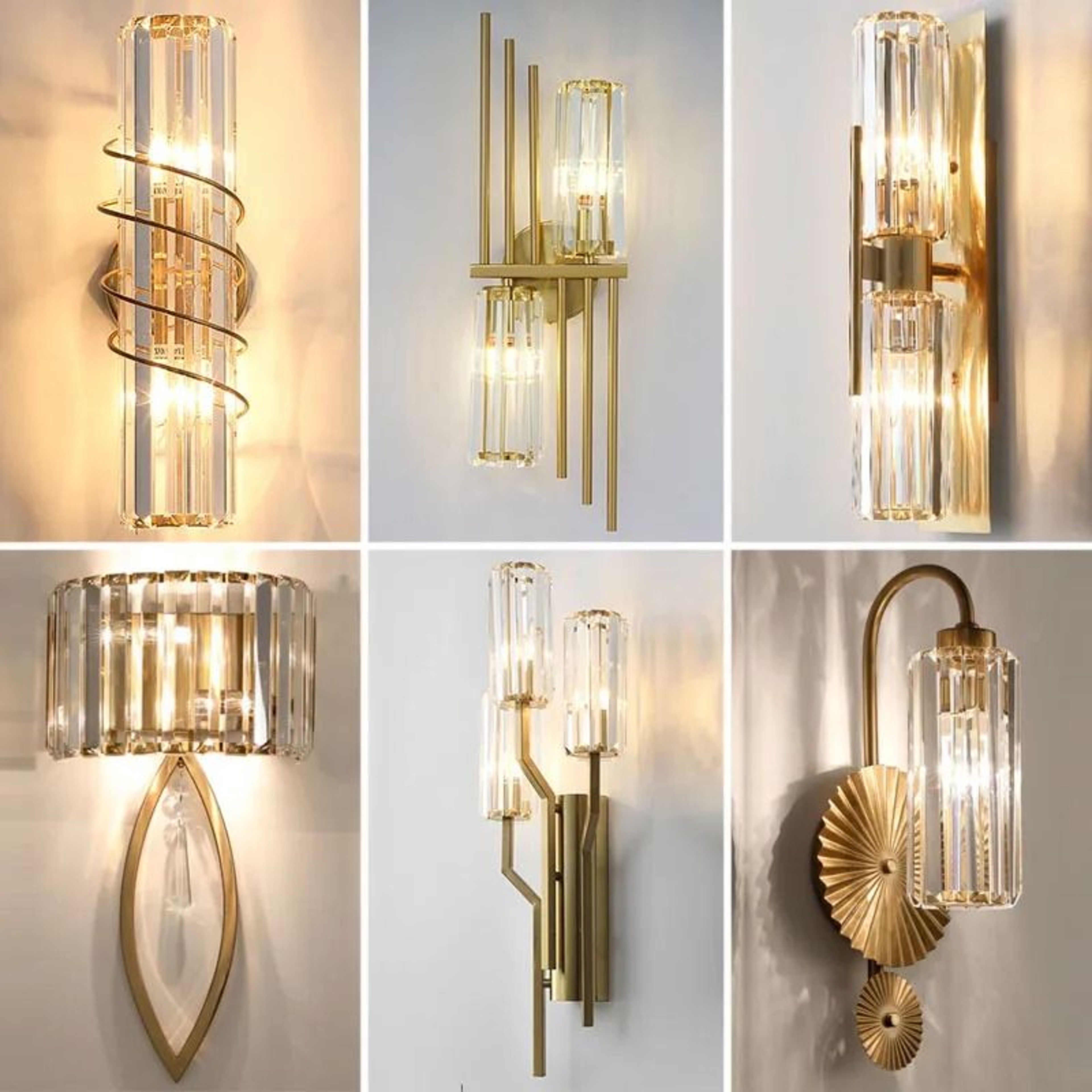 Postmodern Geometric Crystal Gold Wall Sconce 0