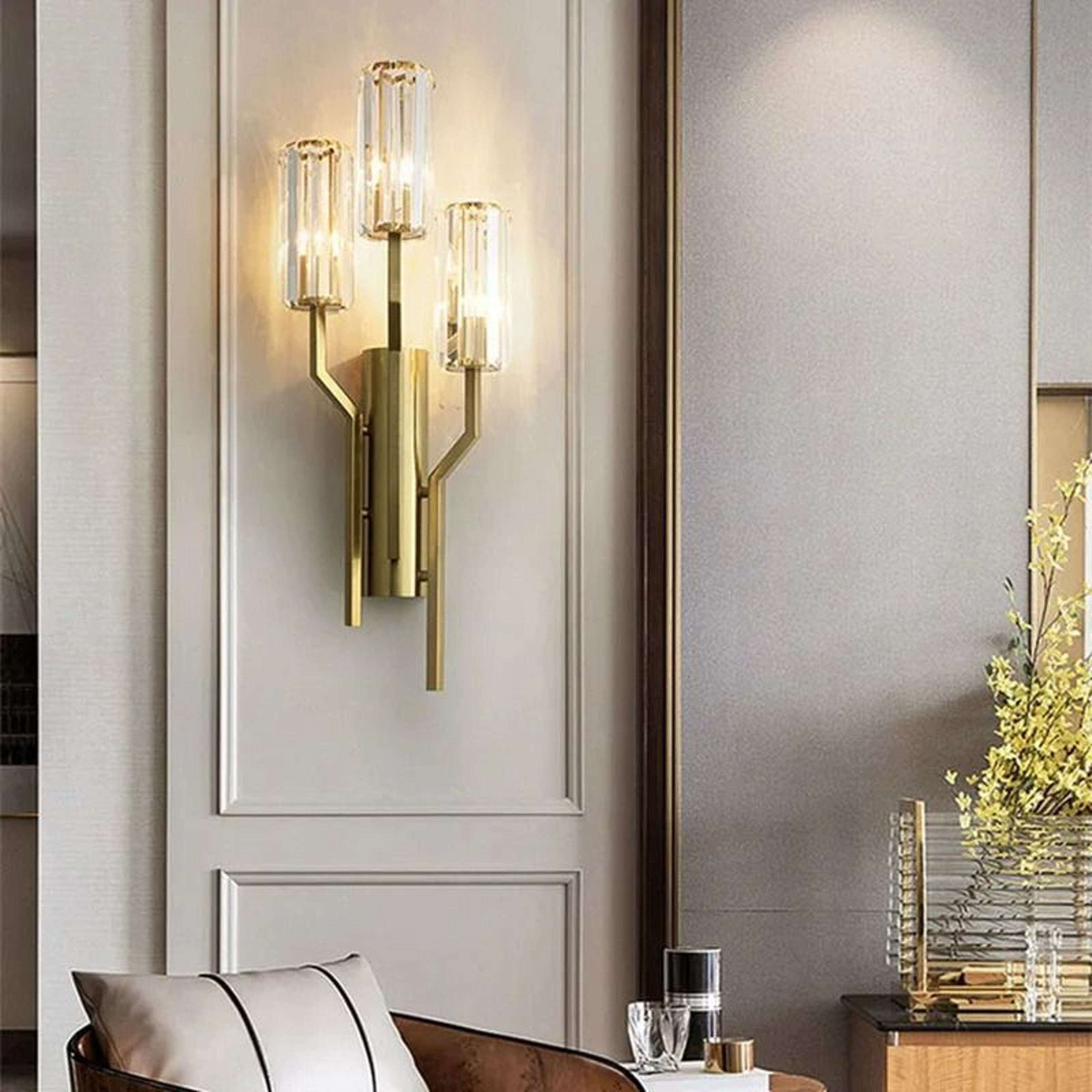 Postmodern Geometric Crystal Gold Wall Sconce 2