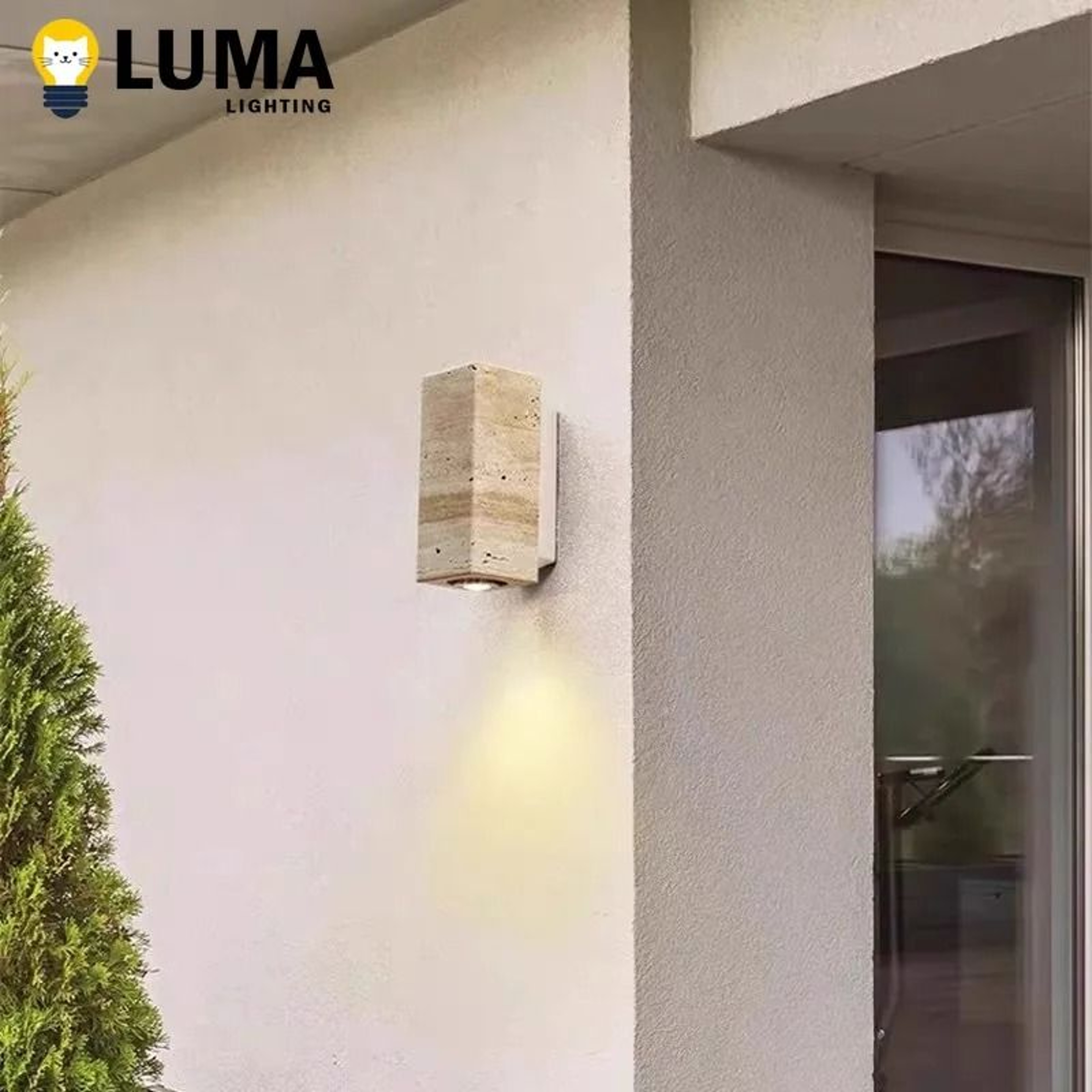 Japanese Travertine Outdoor Wall Sconce 2