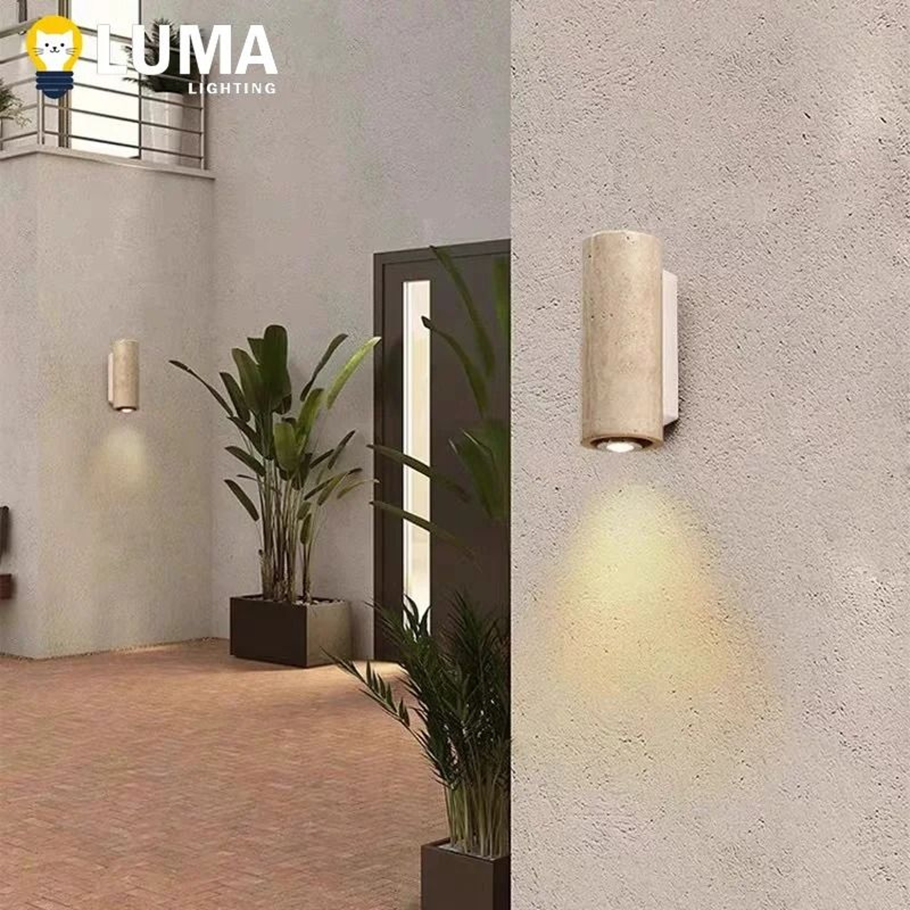 Japanese Travertine Outdoor Wall Sconce 3