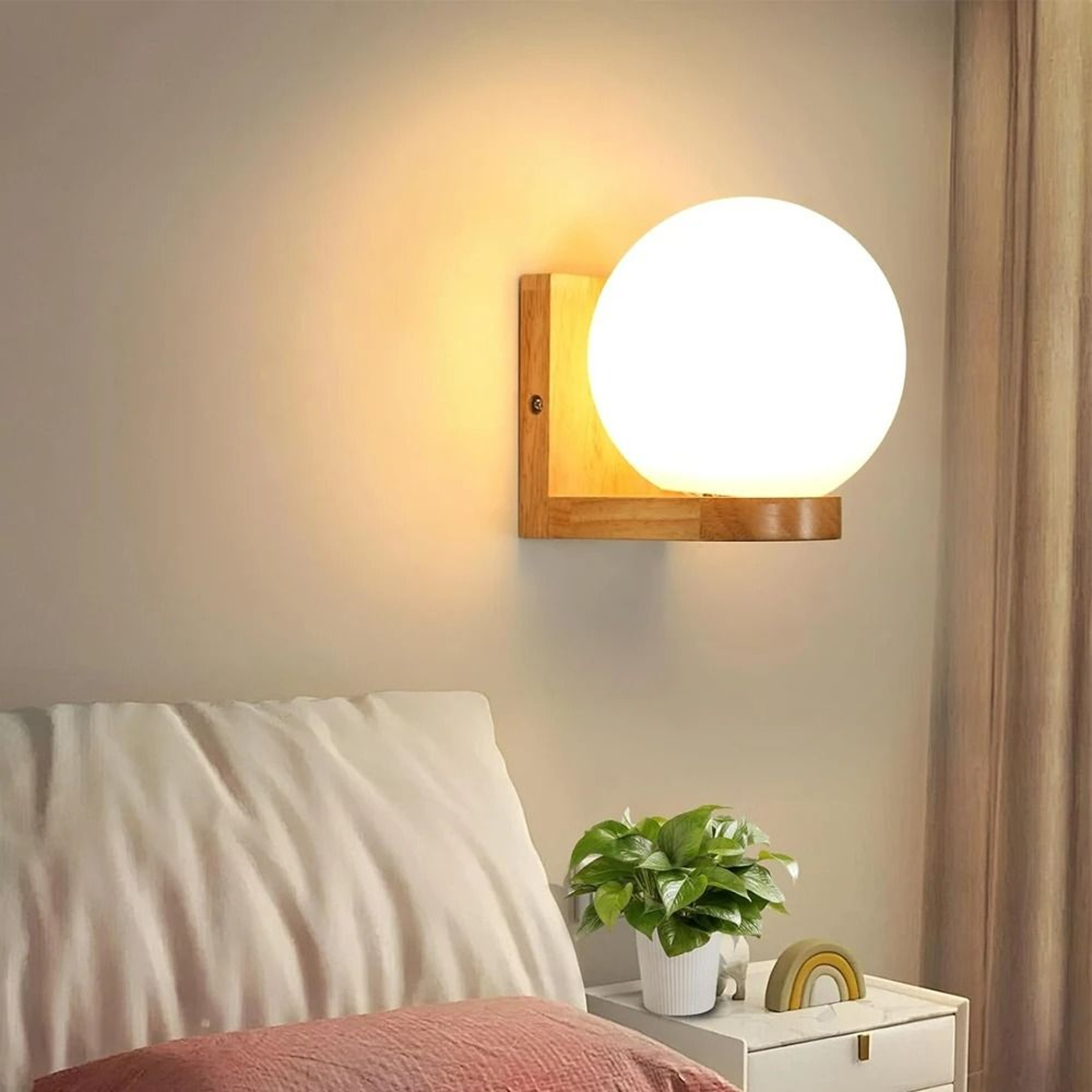 Nordic Wooden Glass Wall Sconce 2