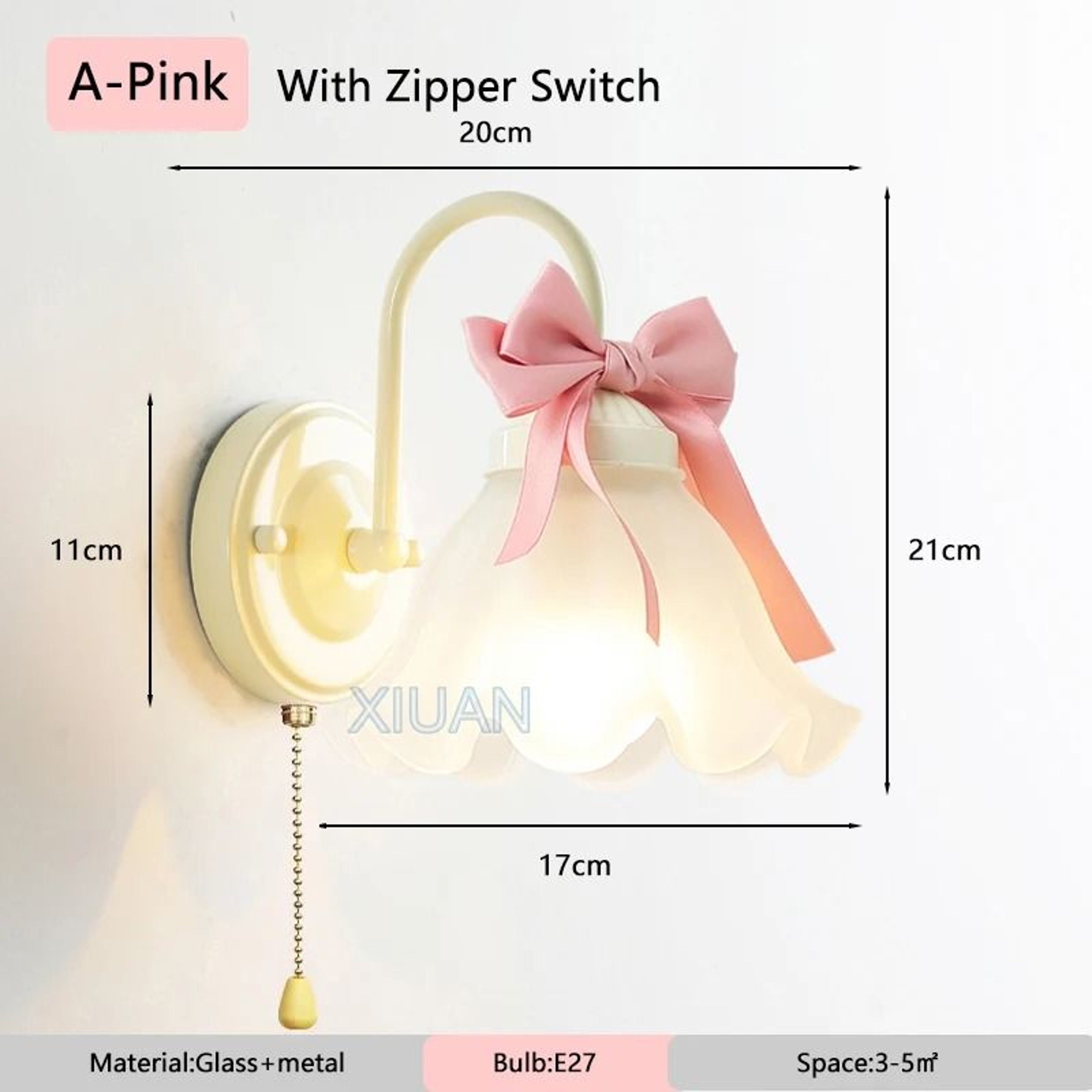 Rosette Bow Glass Wall Lamp 8