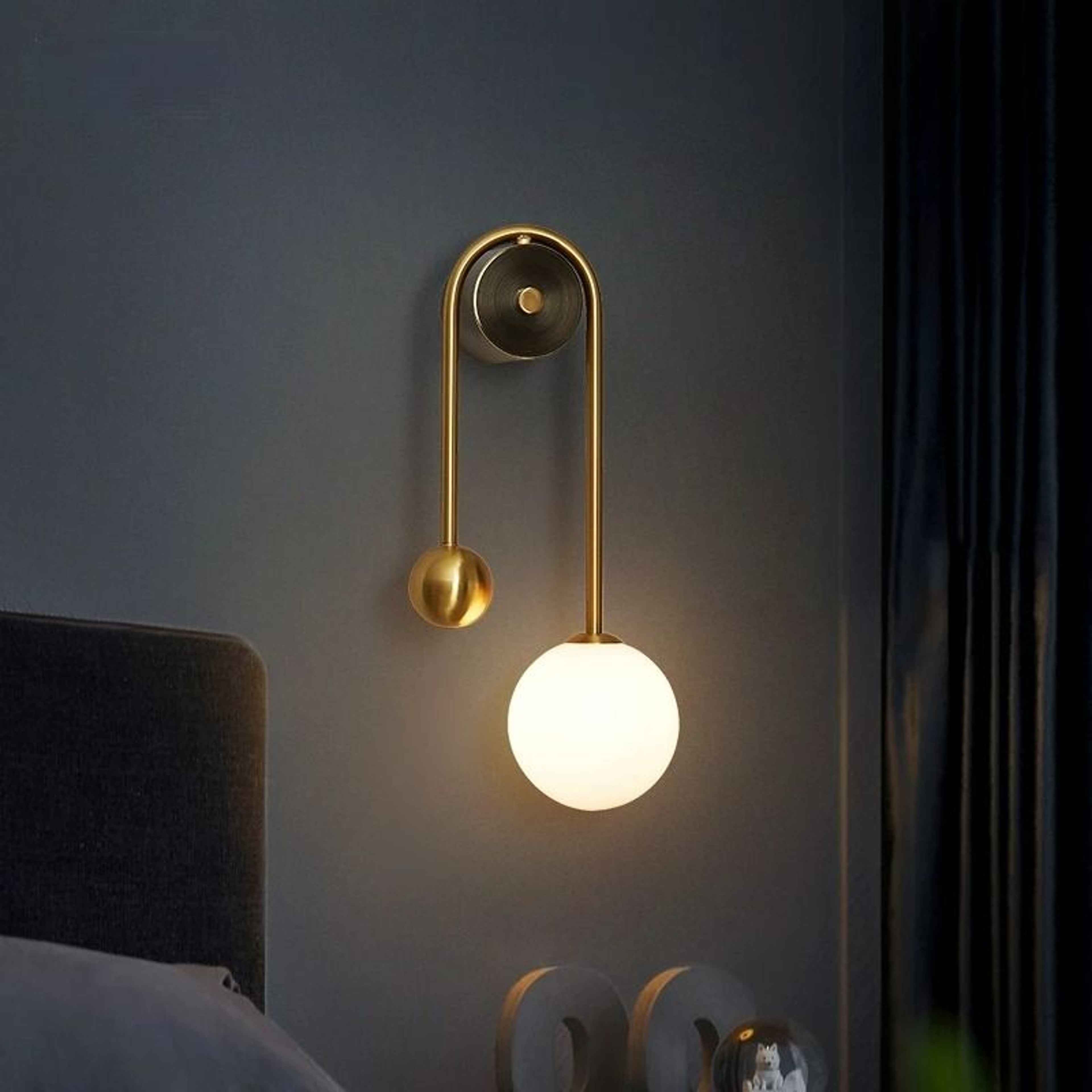 Solara Gold Glass Orb Sconce 4