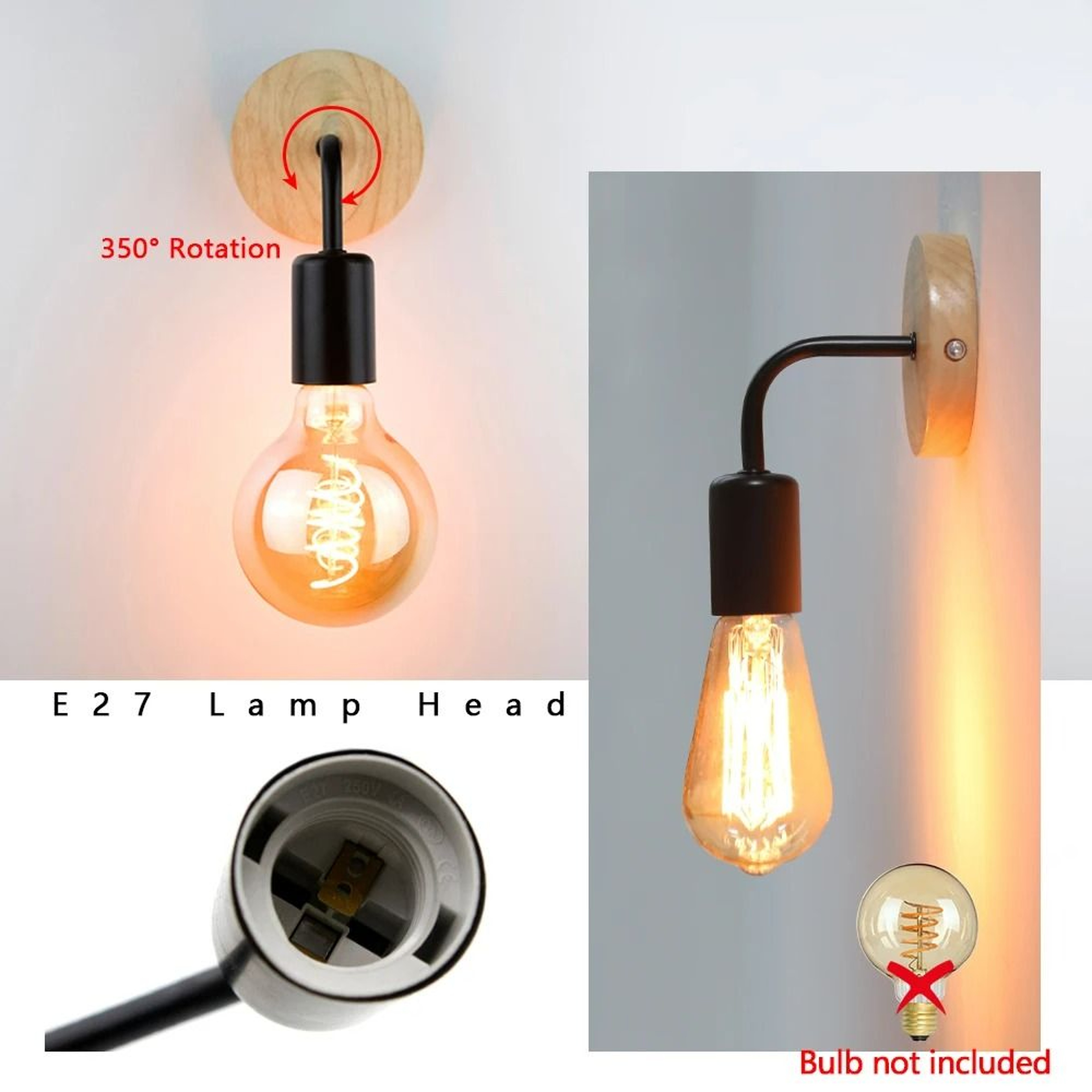 Timberforge Vintage E27 Wall Sconce 3