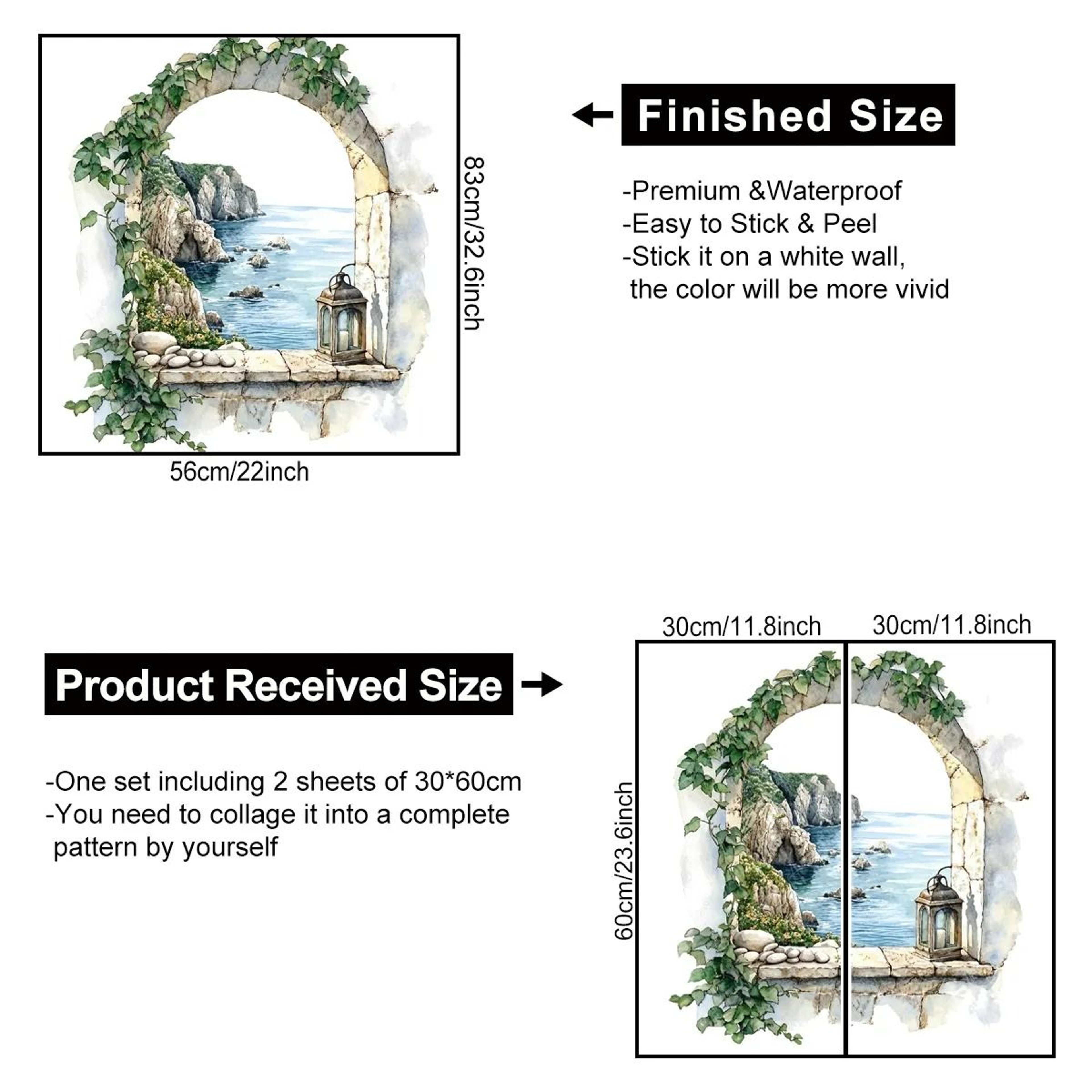 OceanVista Faux Window Wall Mural 2