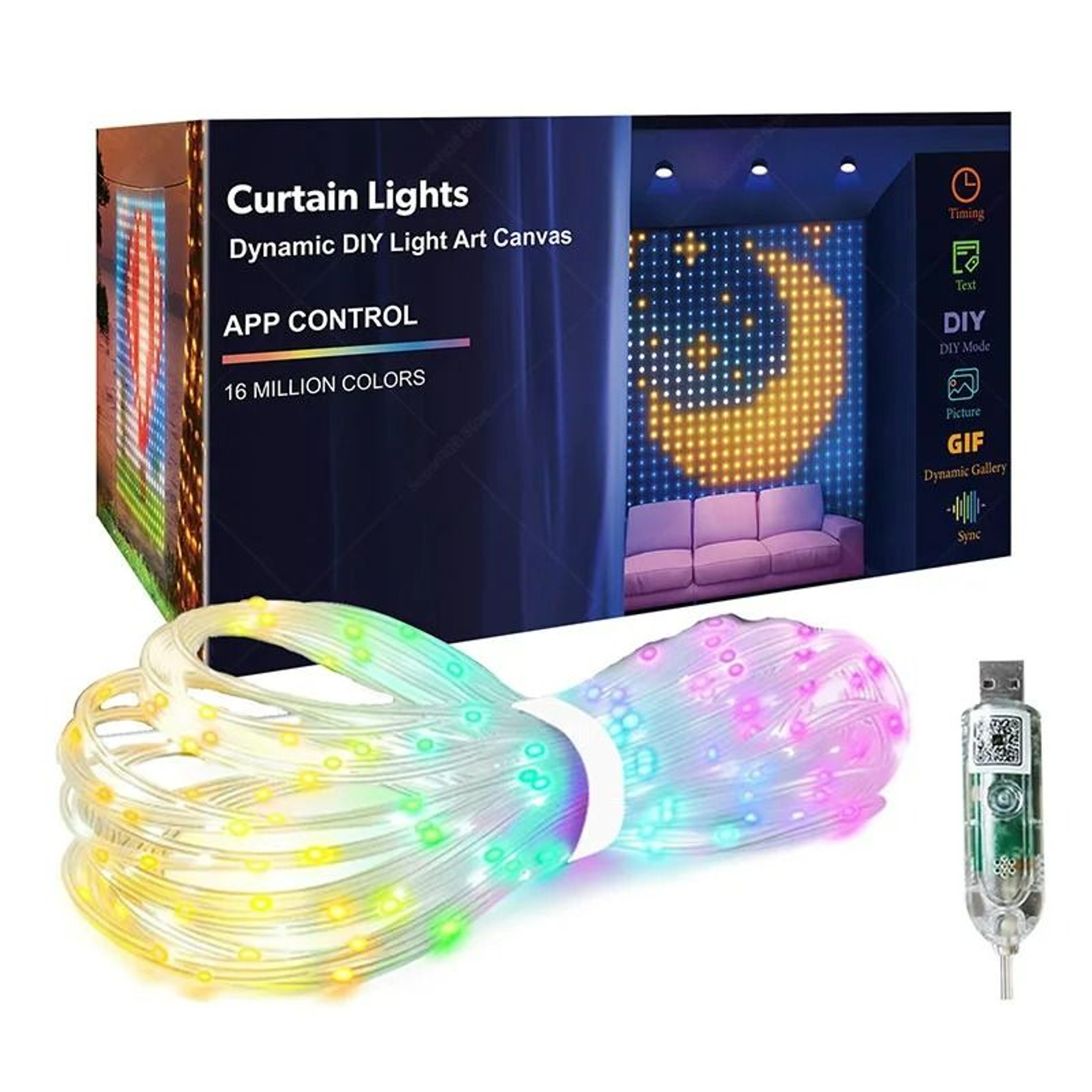 Aurora Canvas 400 LED Smart Curtain Lights With App Control 5