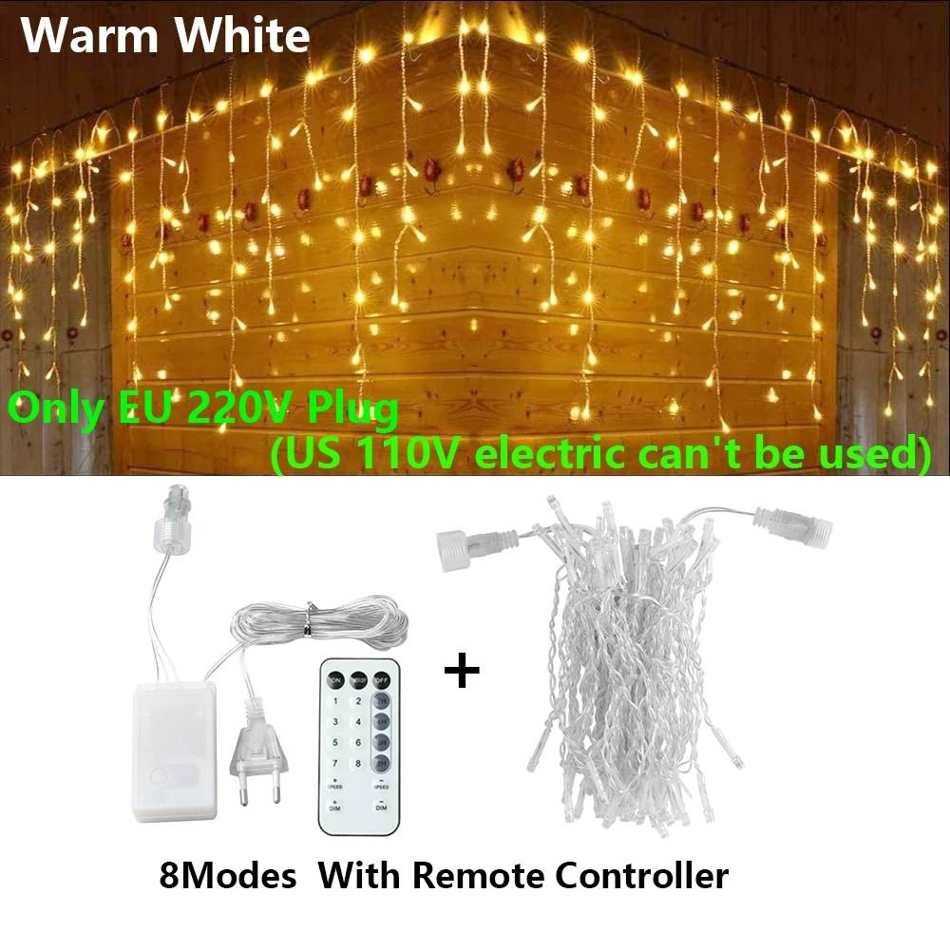 Frostline Connectable LED Icicle Christmas Lights With Remote 9