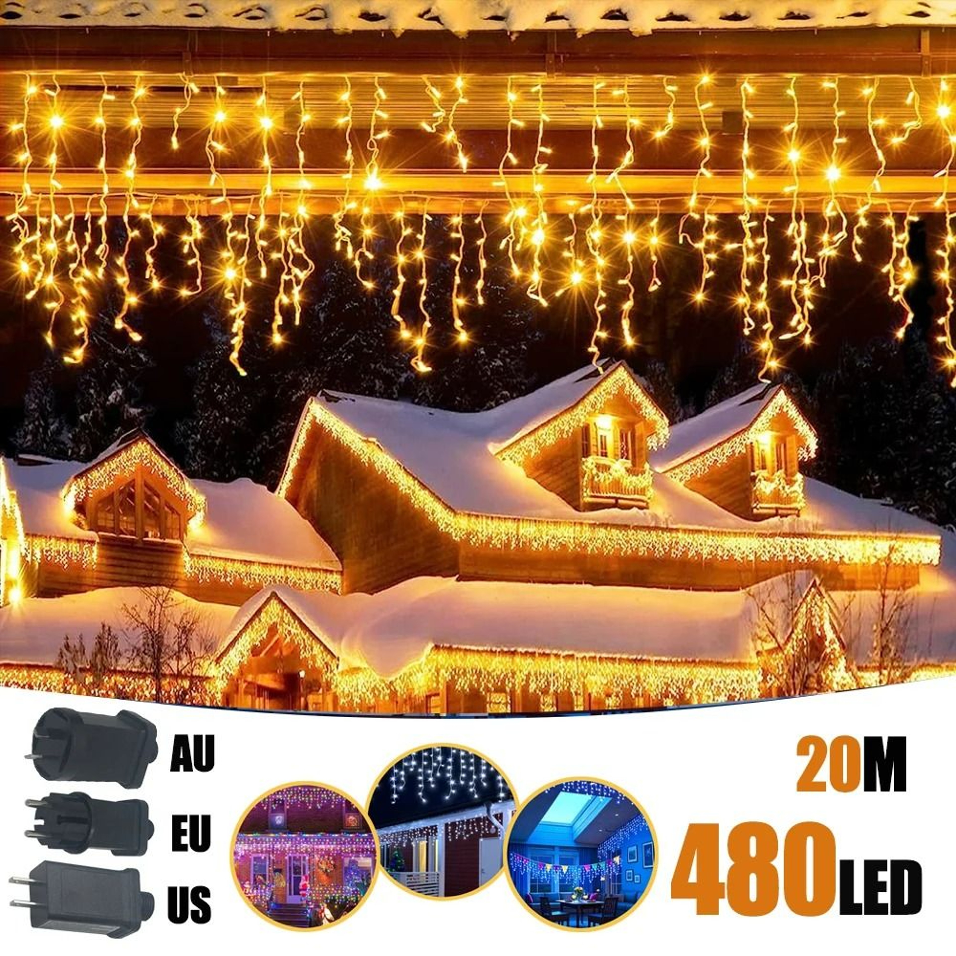 Snowdrift Cascade 40 Drop Waterproof LED Icicle Lights 0
