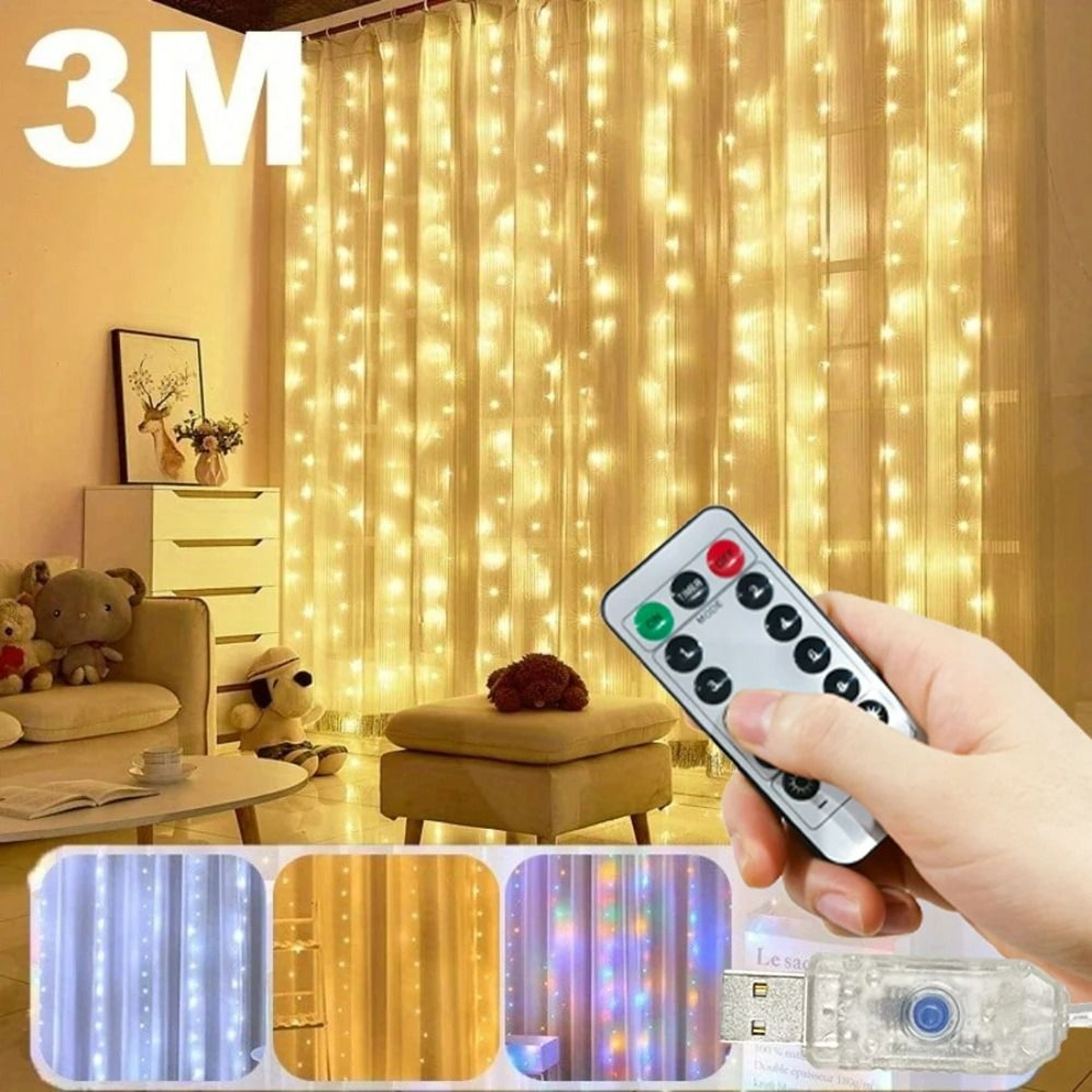 NoorSpan Wide USB Ramadan Curtain Lights With Remote 3