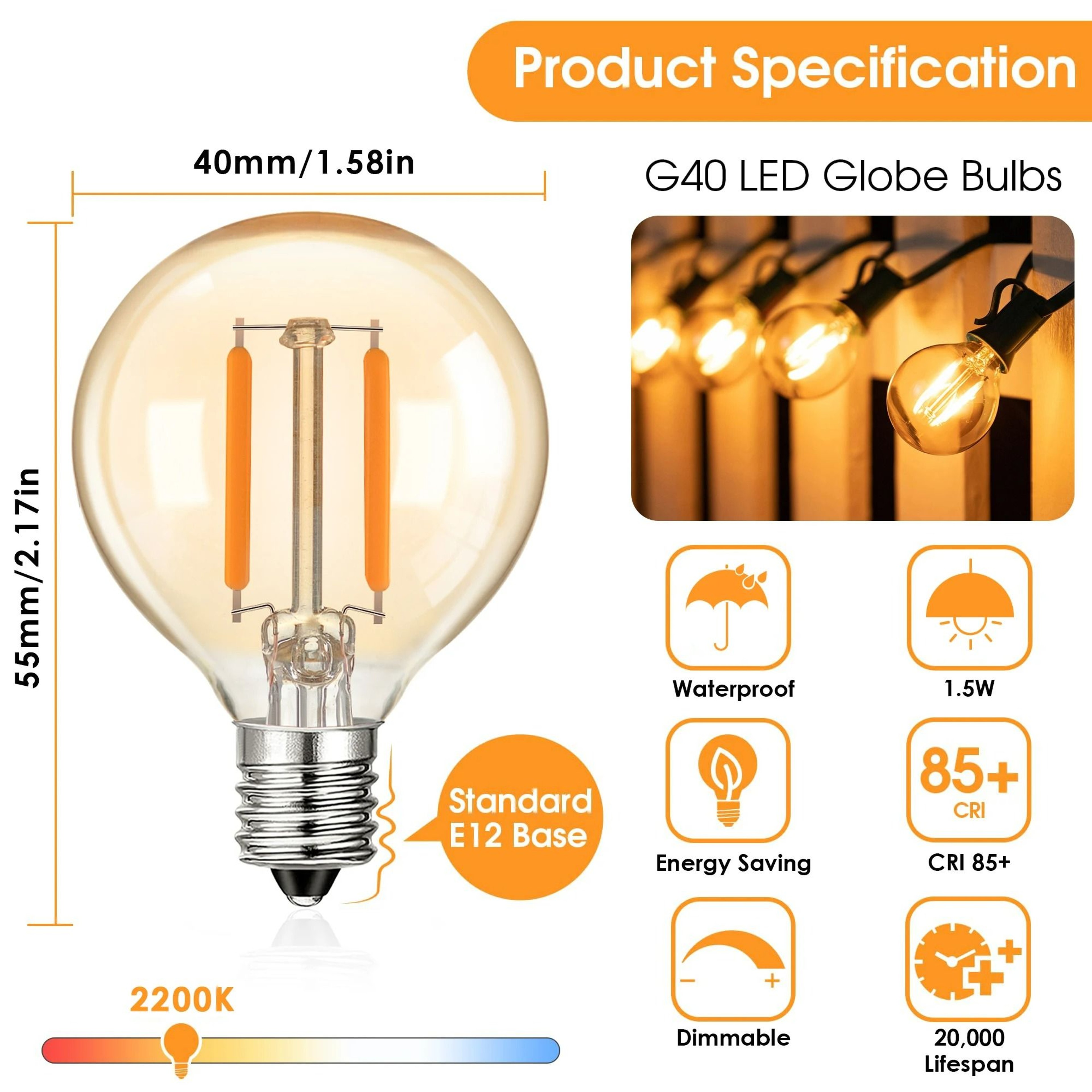 AmberLume G40 Patio Lights 2