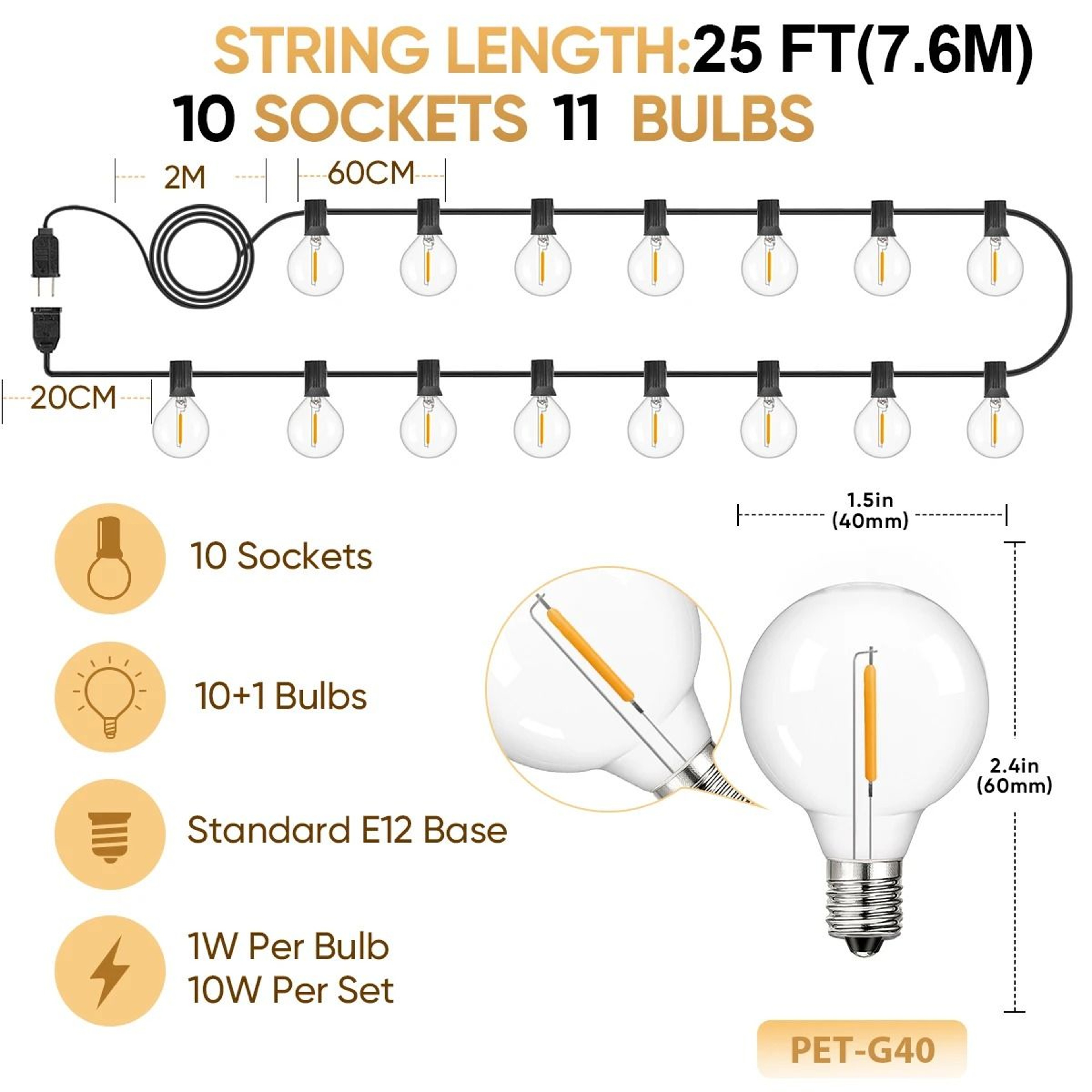 CampGlow Connectable G40 Lights 7