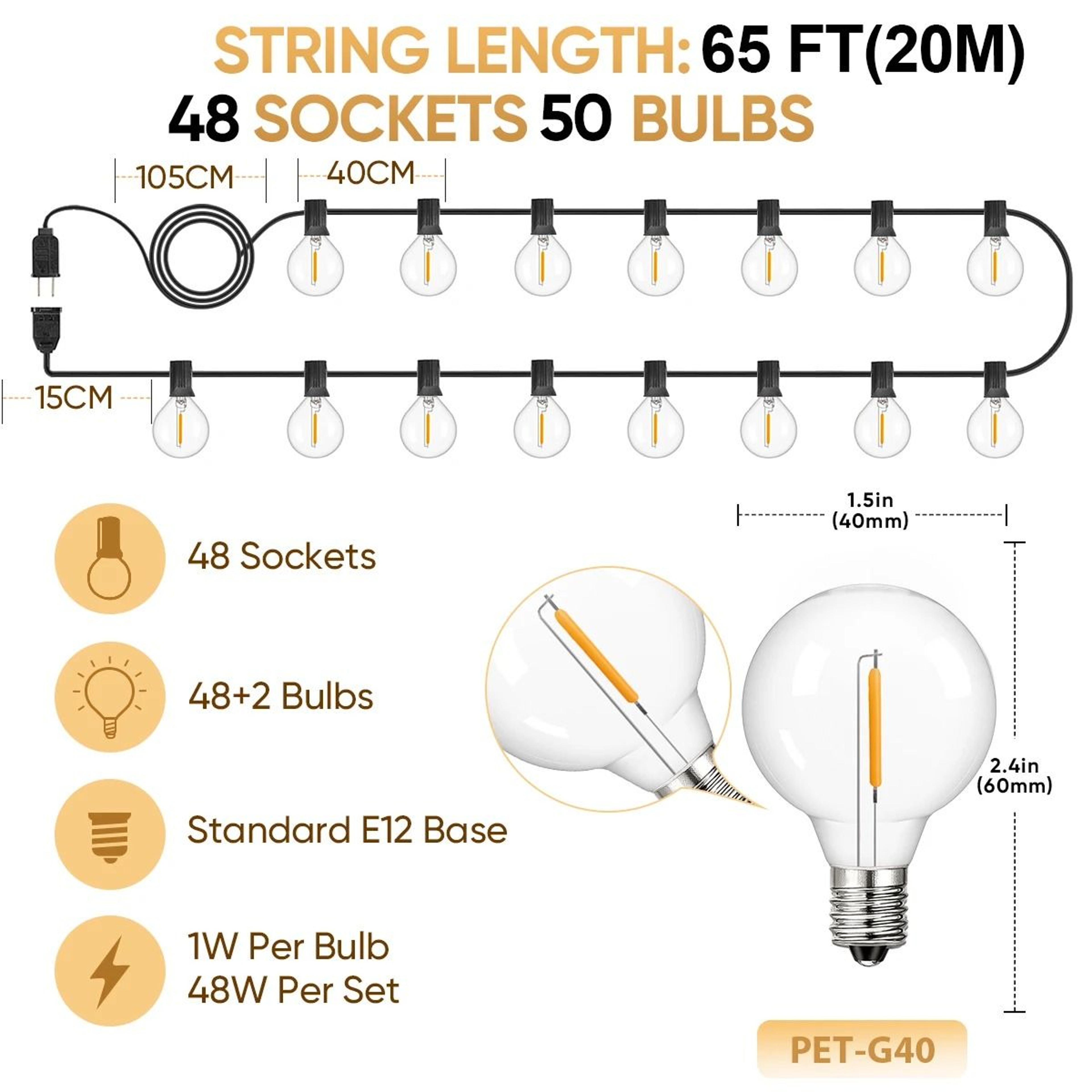 CampGlow Connectable G40 Lights 8