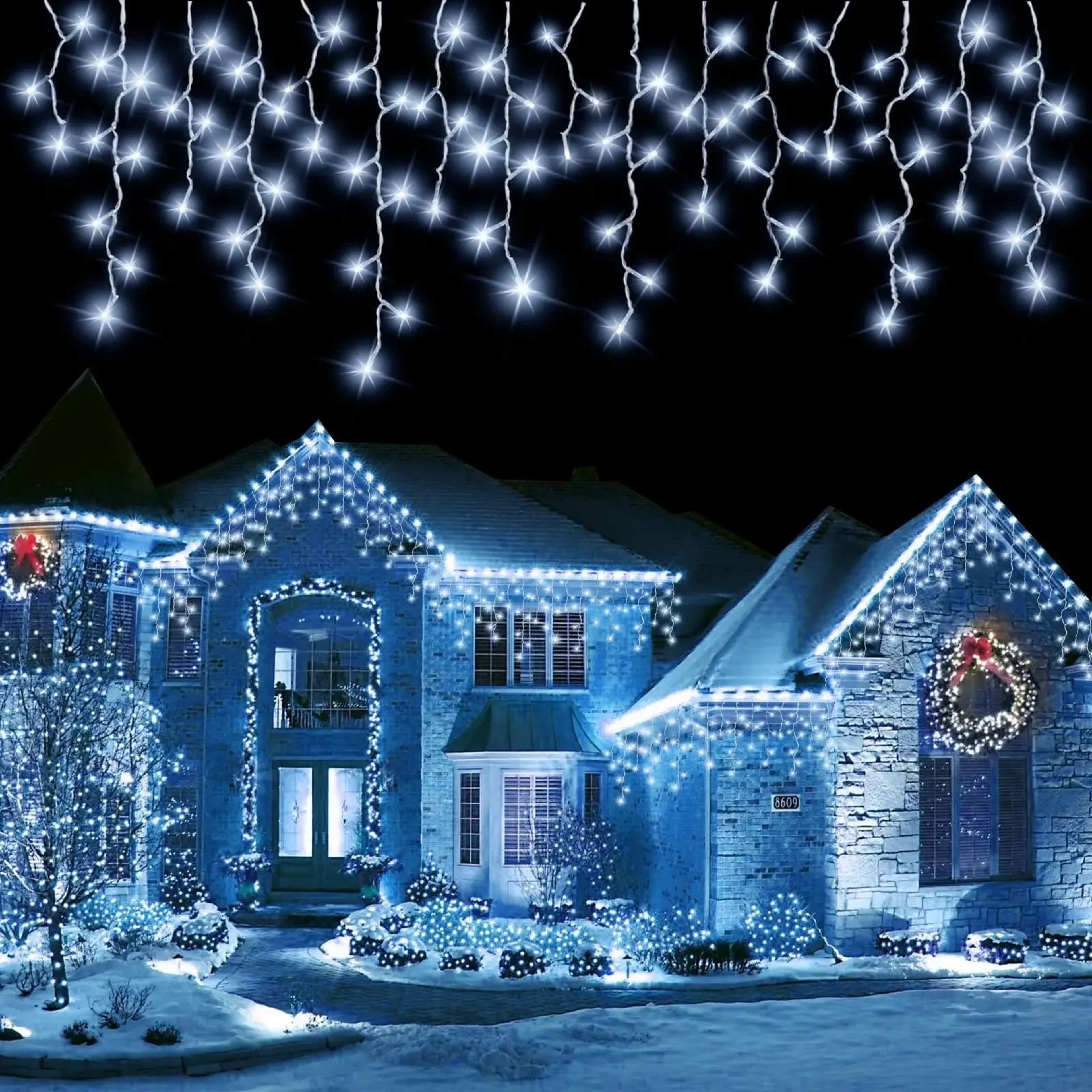 Frostfall Solar Icicle Lights 8