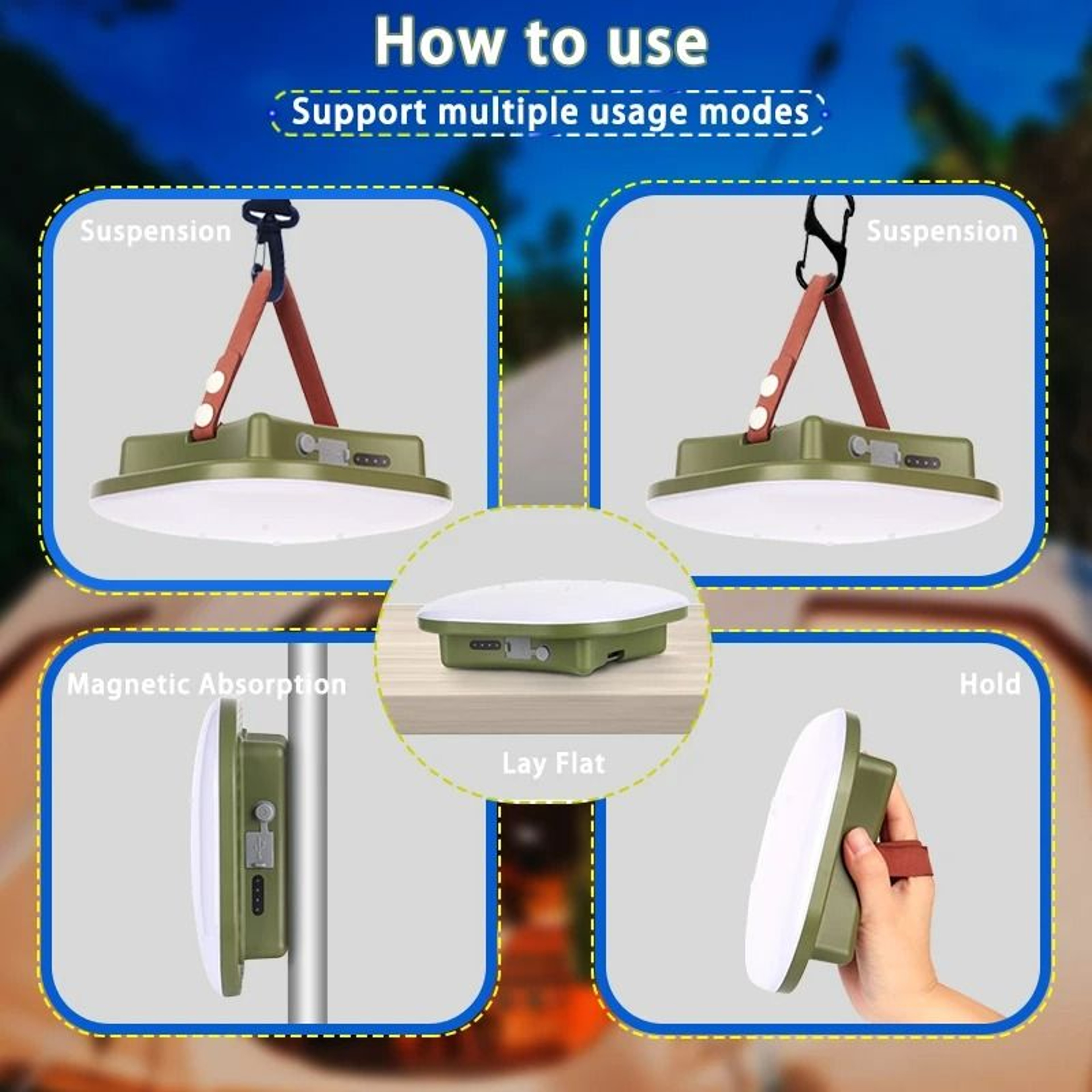 MOSLIGHTING 80W Solar Rechargeable Camping Lantern With Magnetic Base And Zoom Flashlight 3