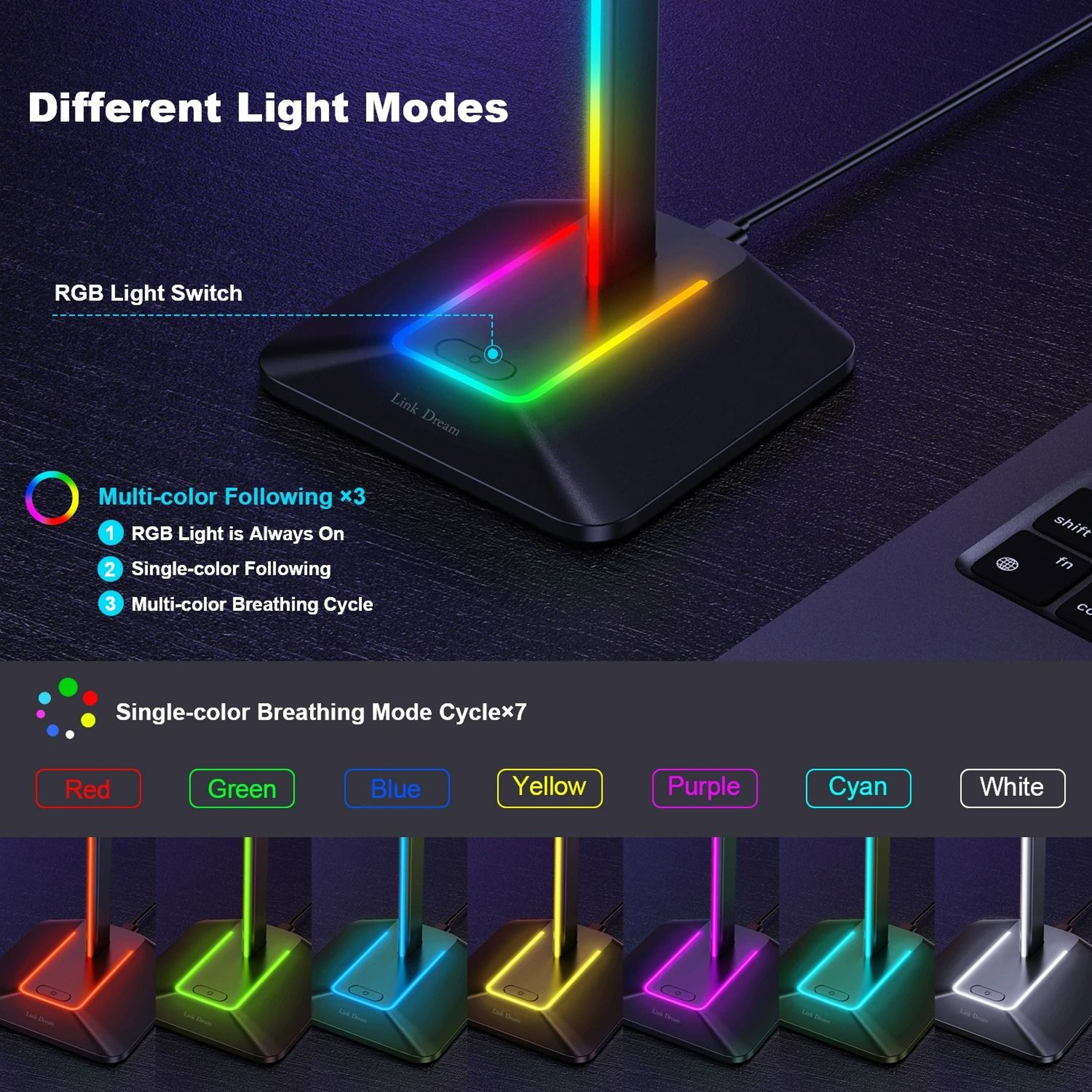 GlowDock RGB Headset Stand 3