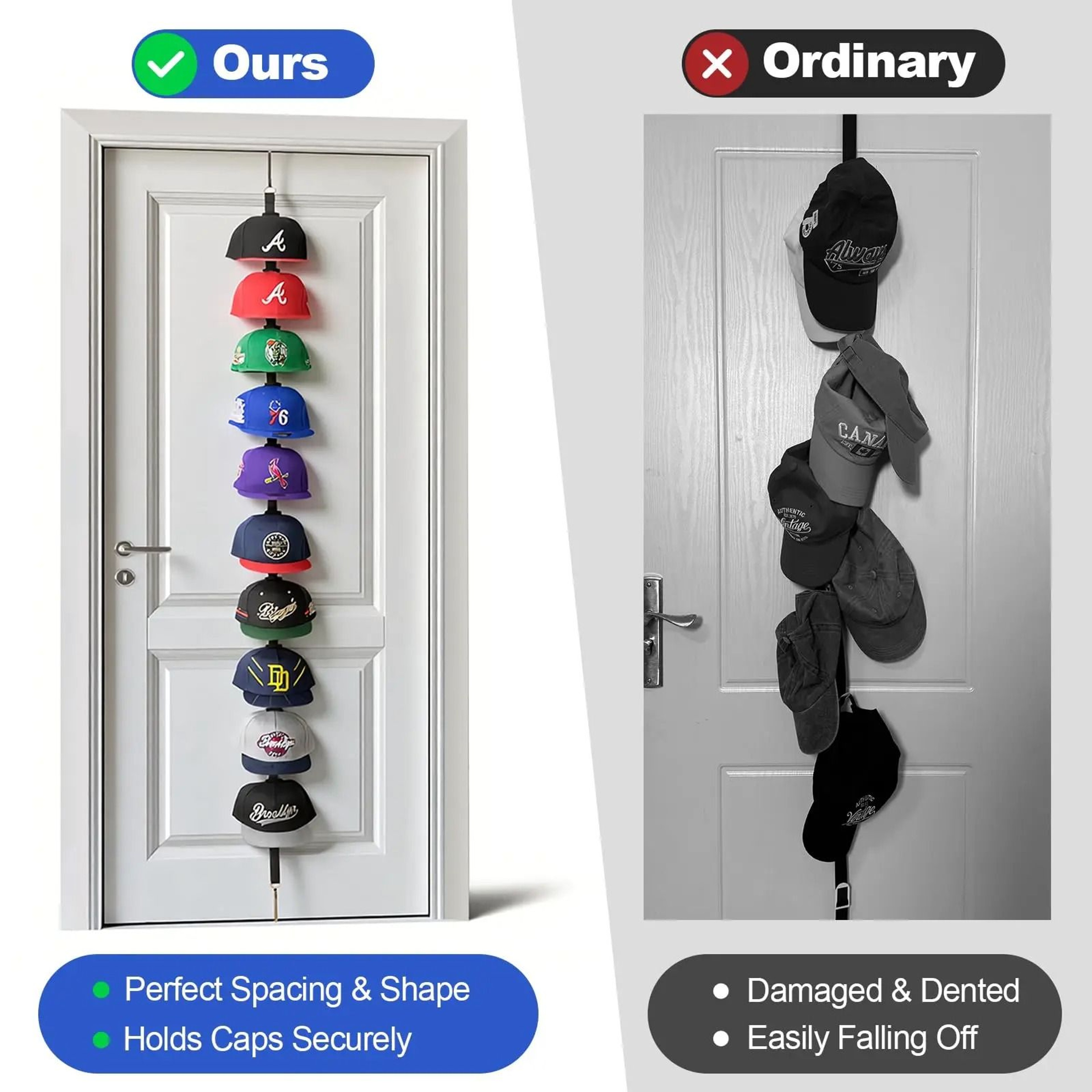 CapNest Over Door Hat Rack 3