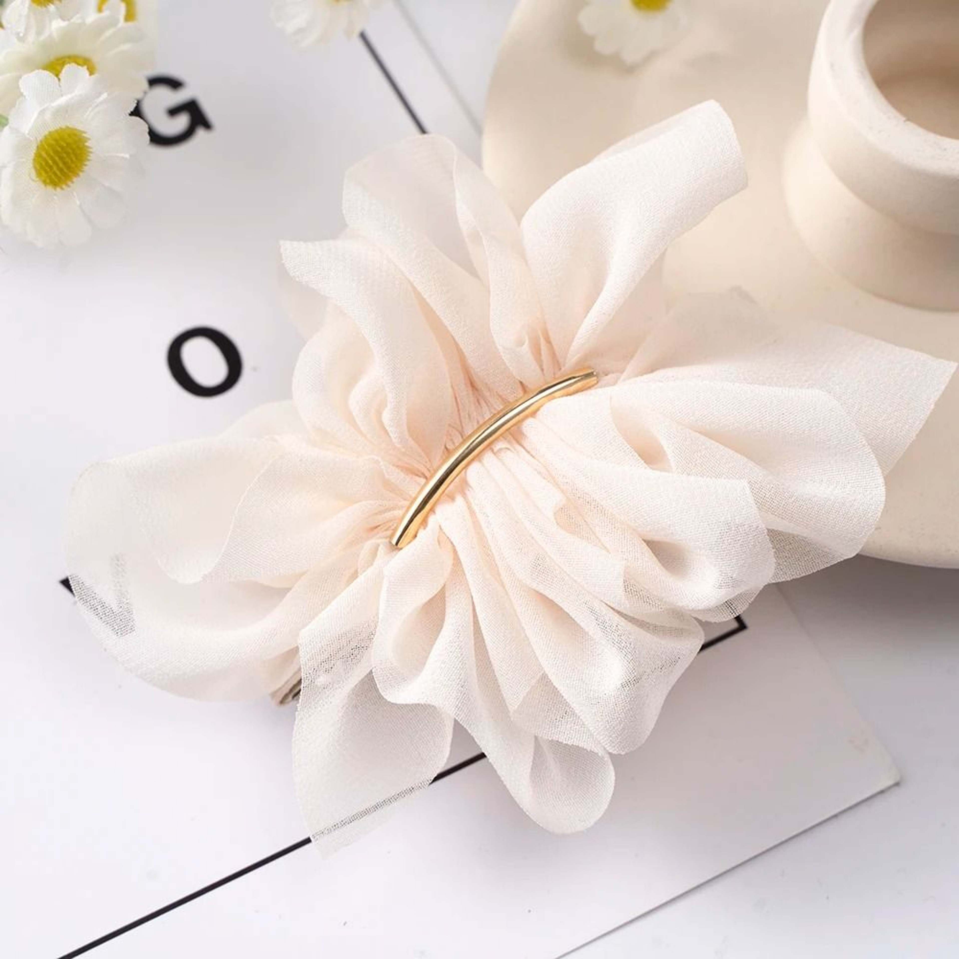 FloraGrip Chiffon Flower Hair Claw 10