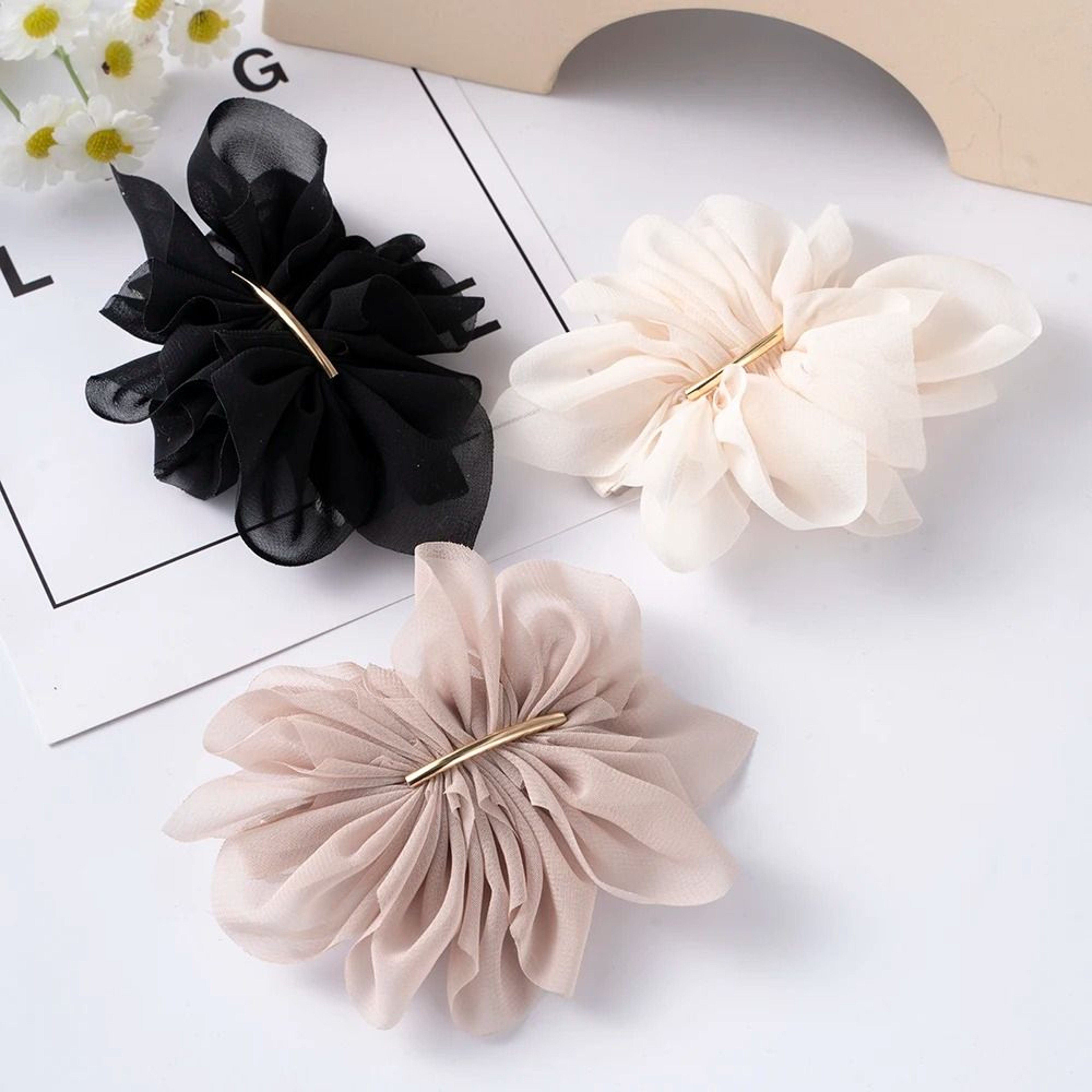 FloraGrip Chiffon Flower Hair Claw 3