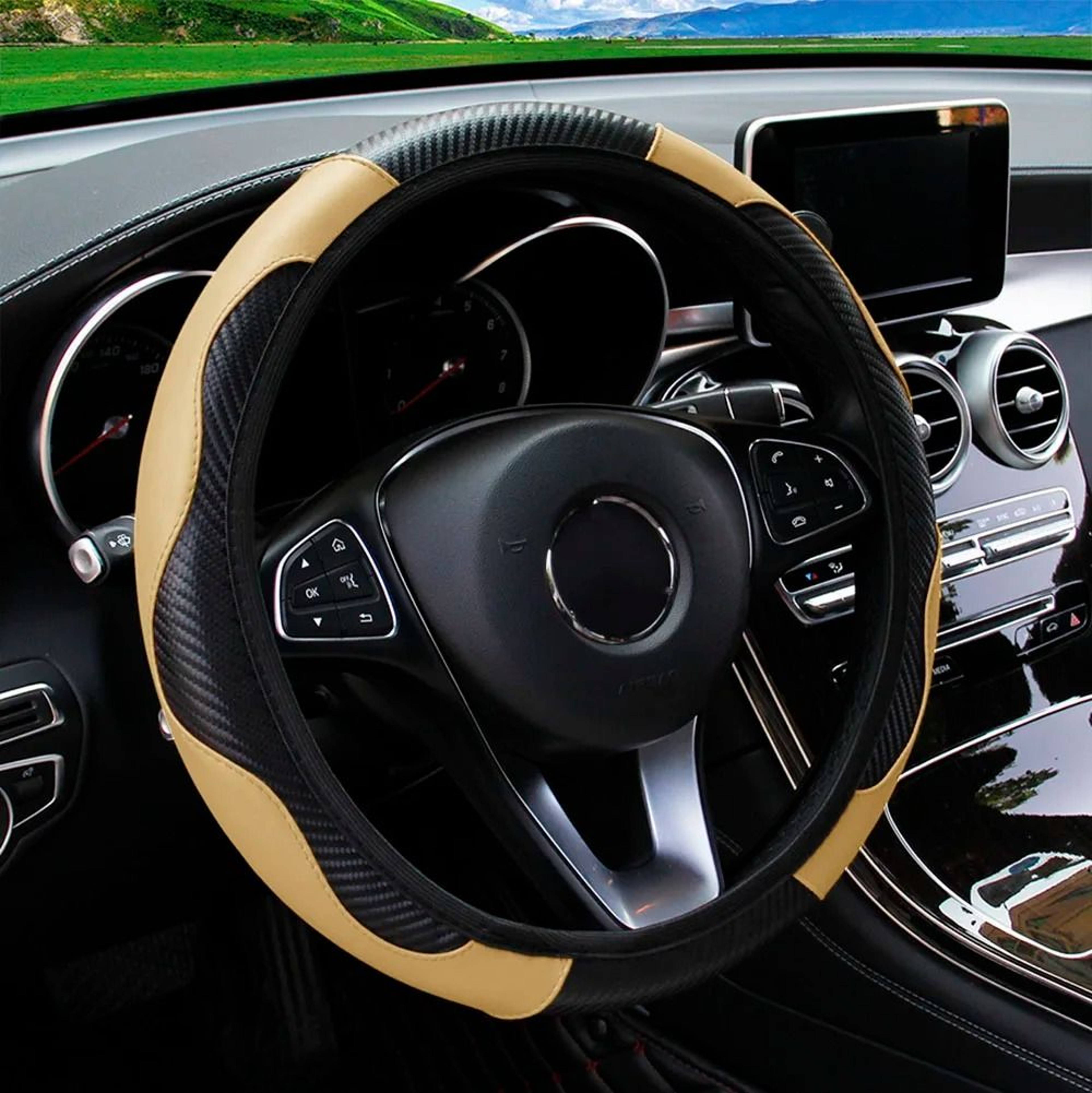 CarbonGrip Leather Steering Wheel Cover 16