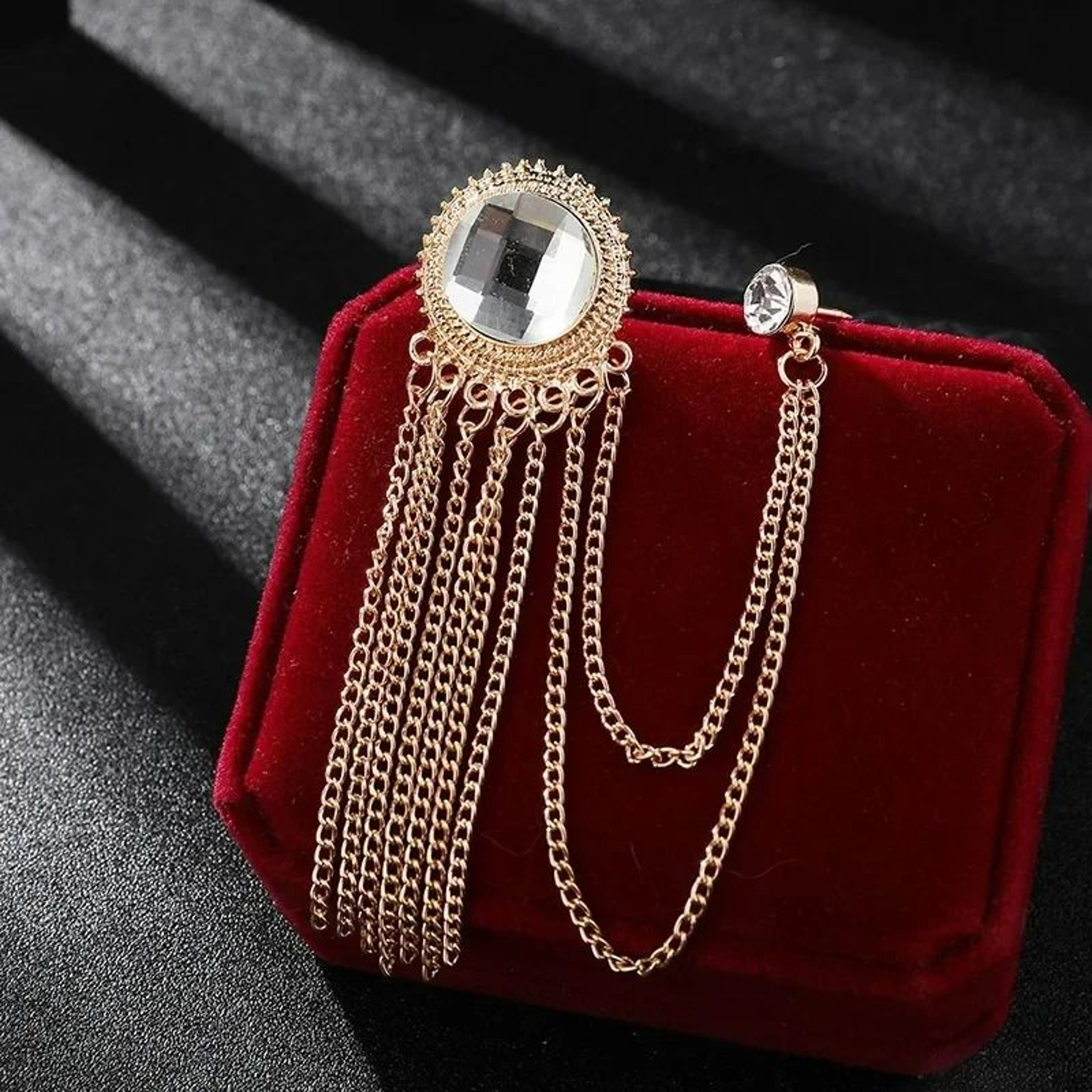 NoirGleam Crystal Tassel Brooch 12