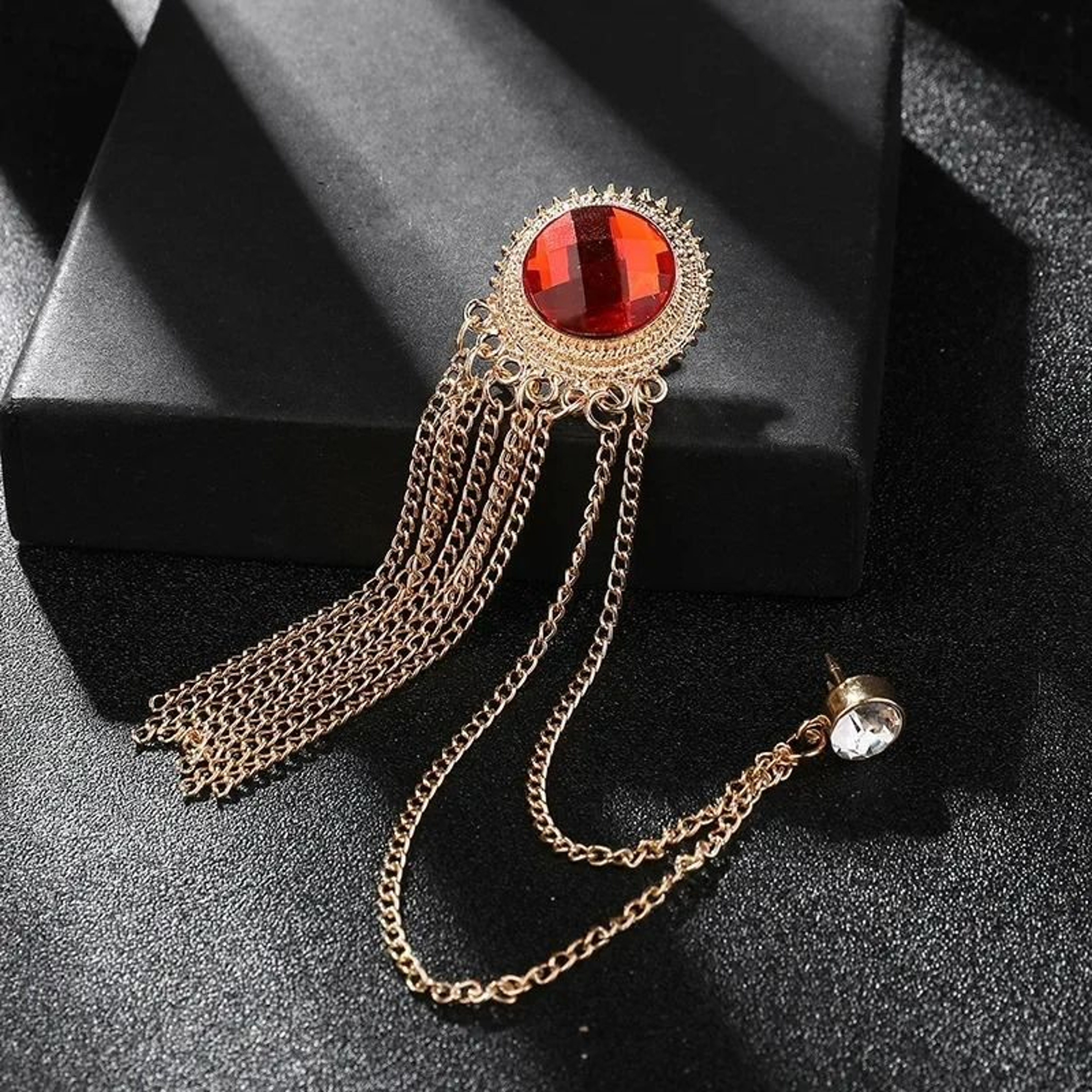 NoirGleam Crystal Tassel Brooch 11