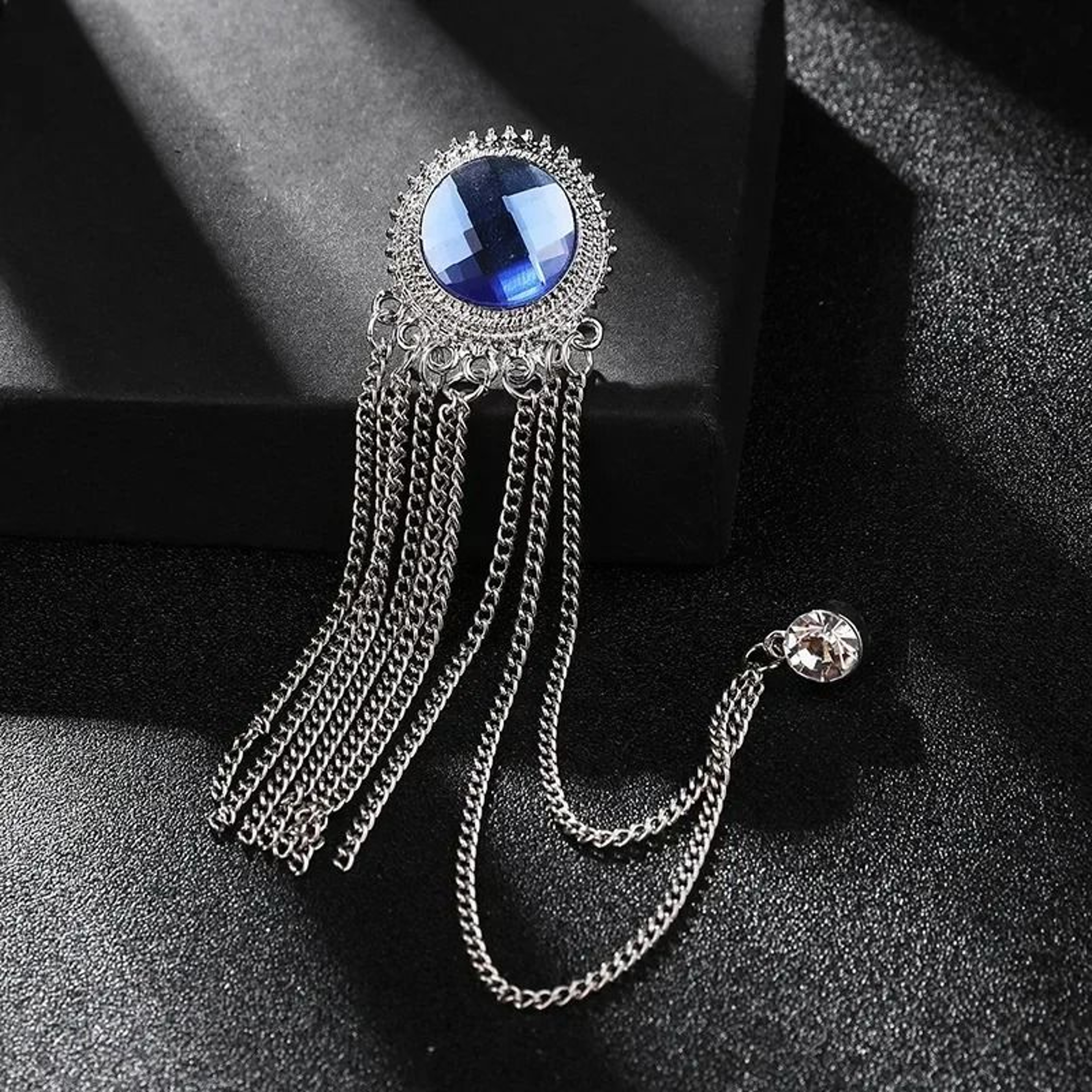 NoirGleam Crystal Tassel Brooch 16