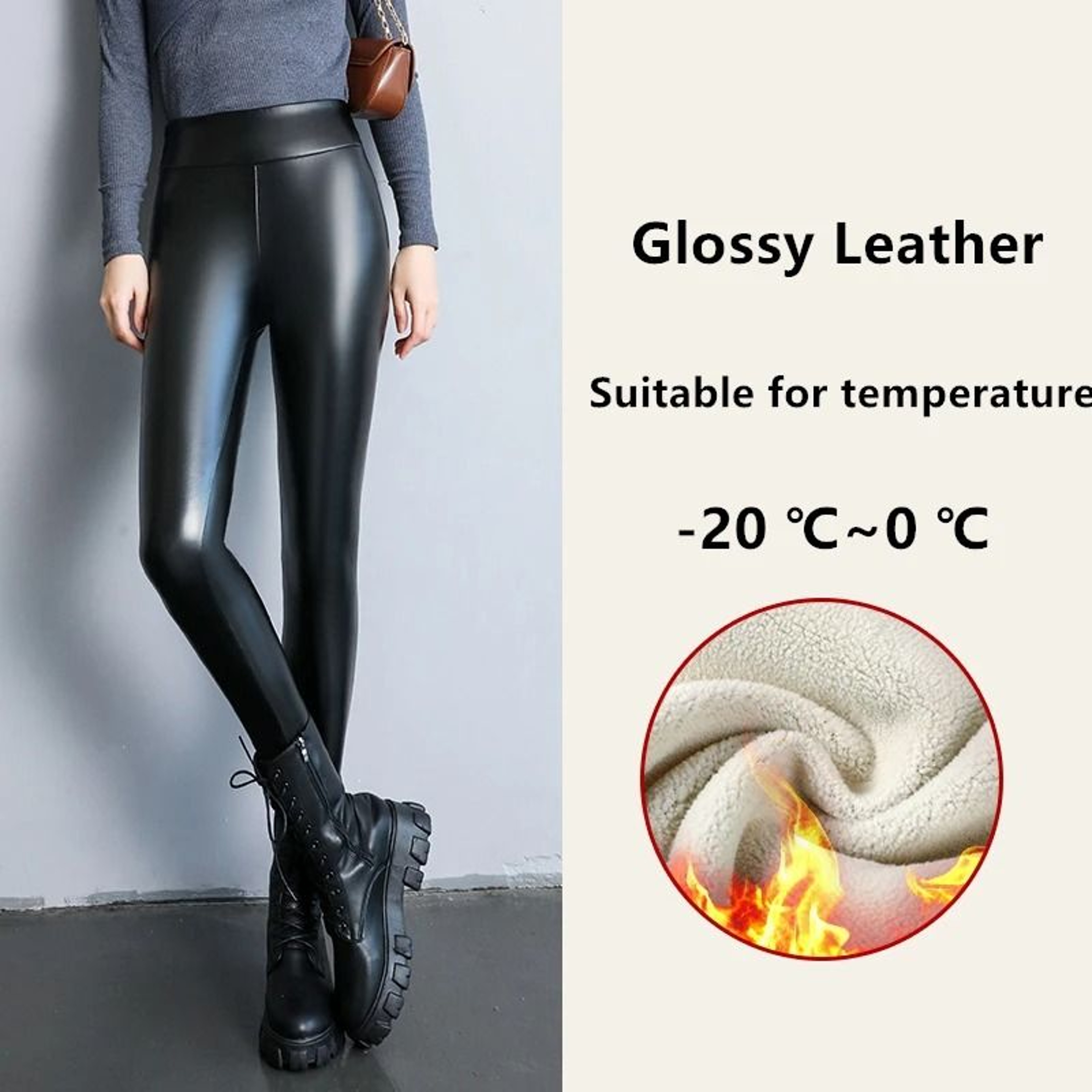 FrostLuxe High Waist Fleece Lined Leather Leggings 8