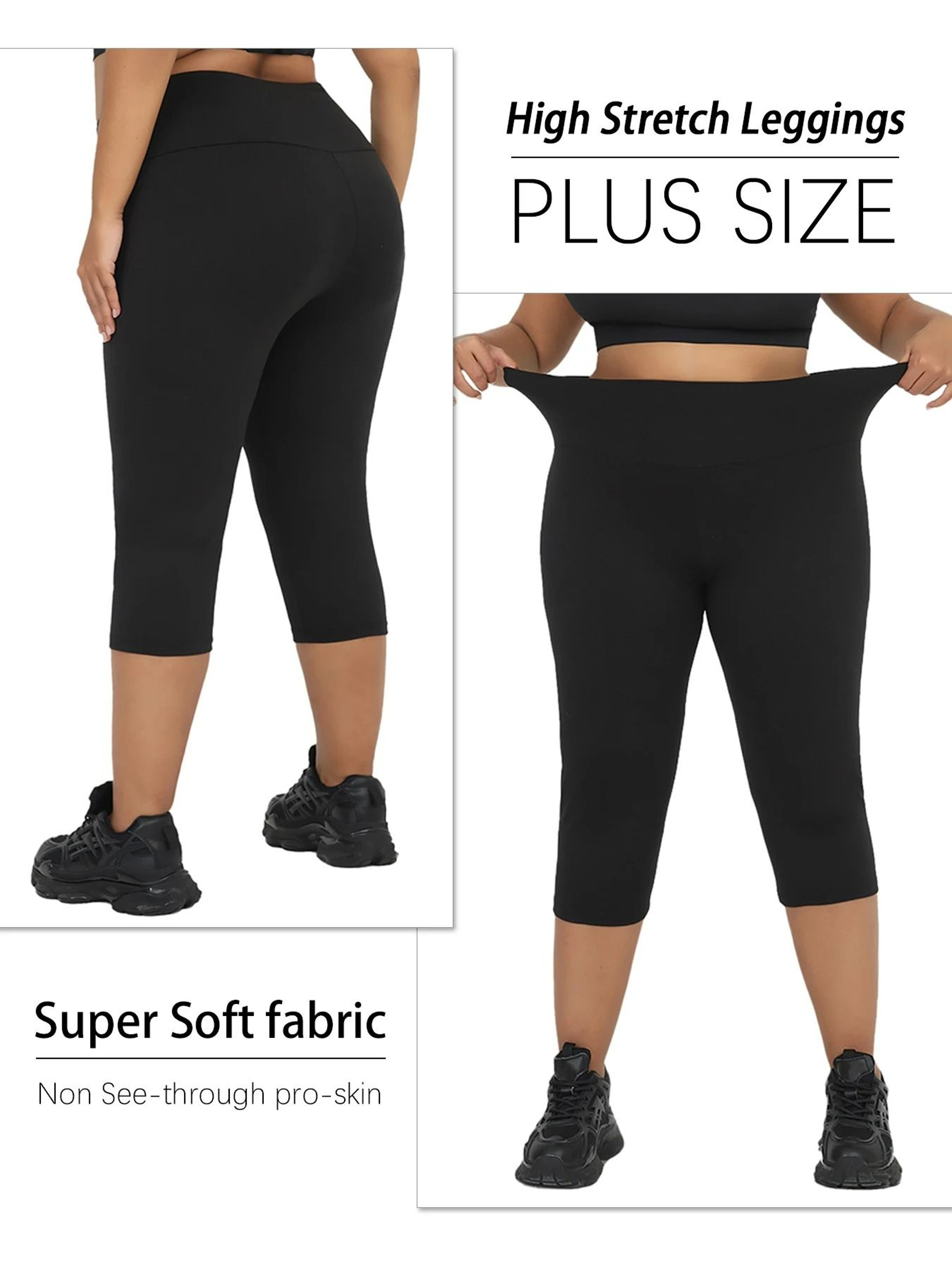 CurveMotion Plus Size High Waist Capri Leggings 0