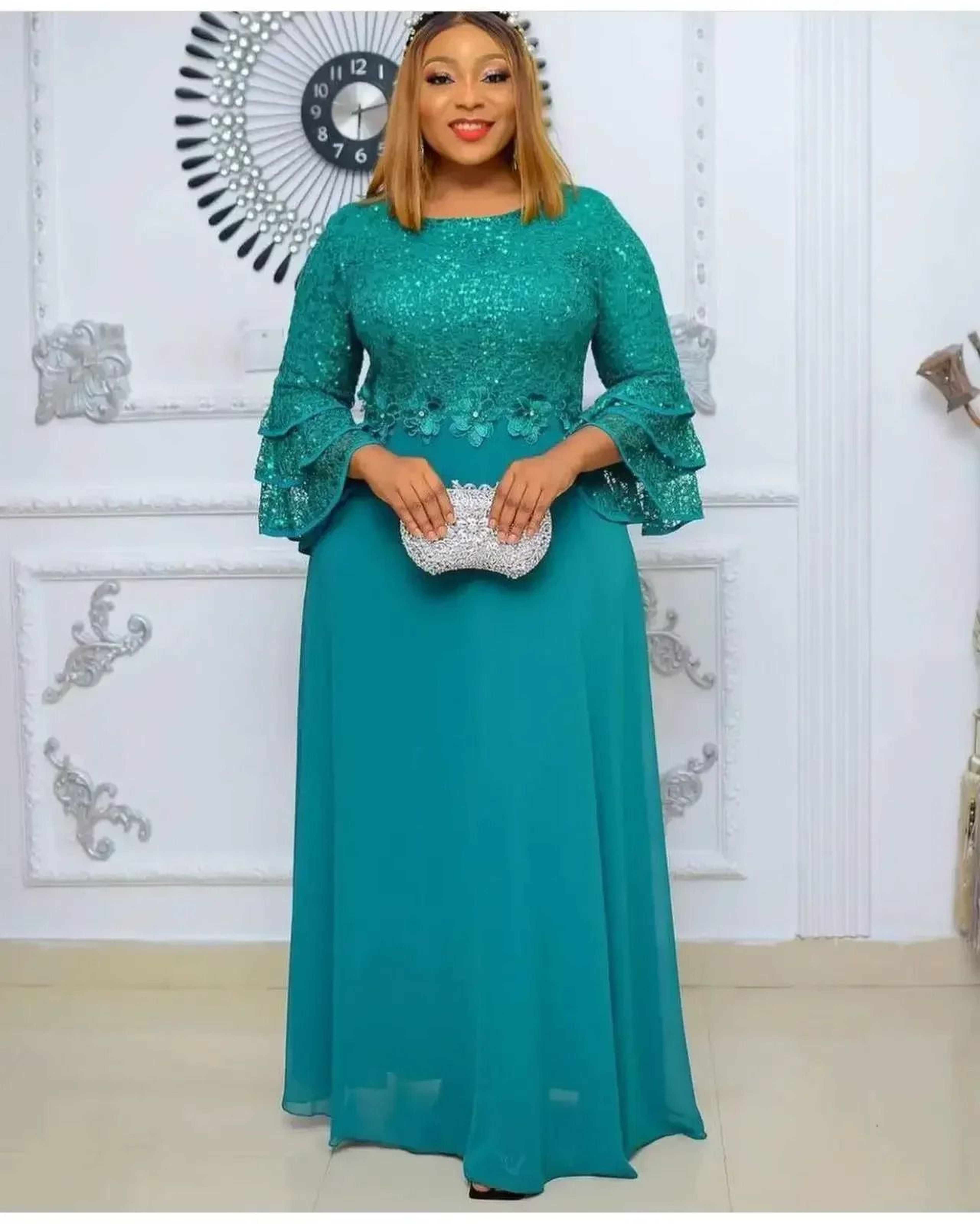 AmaraLuxe African Lace Maxi Dress 1