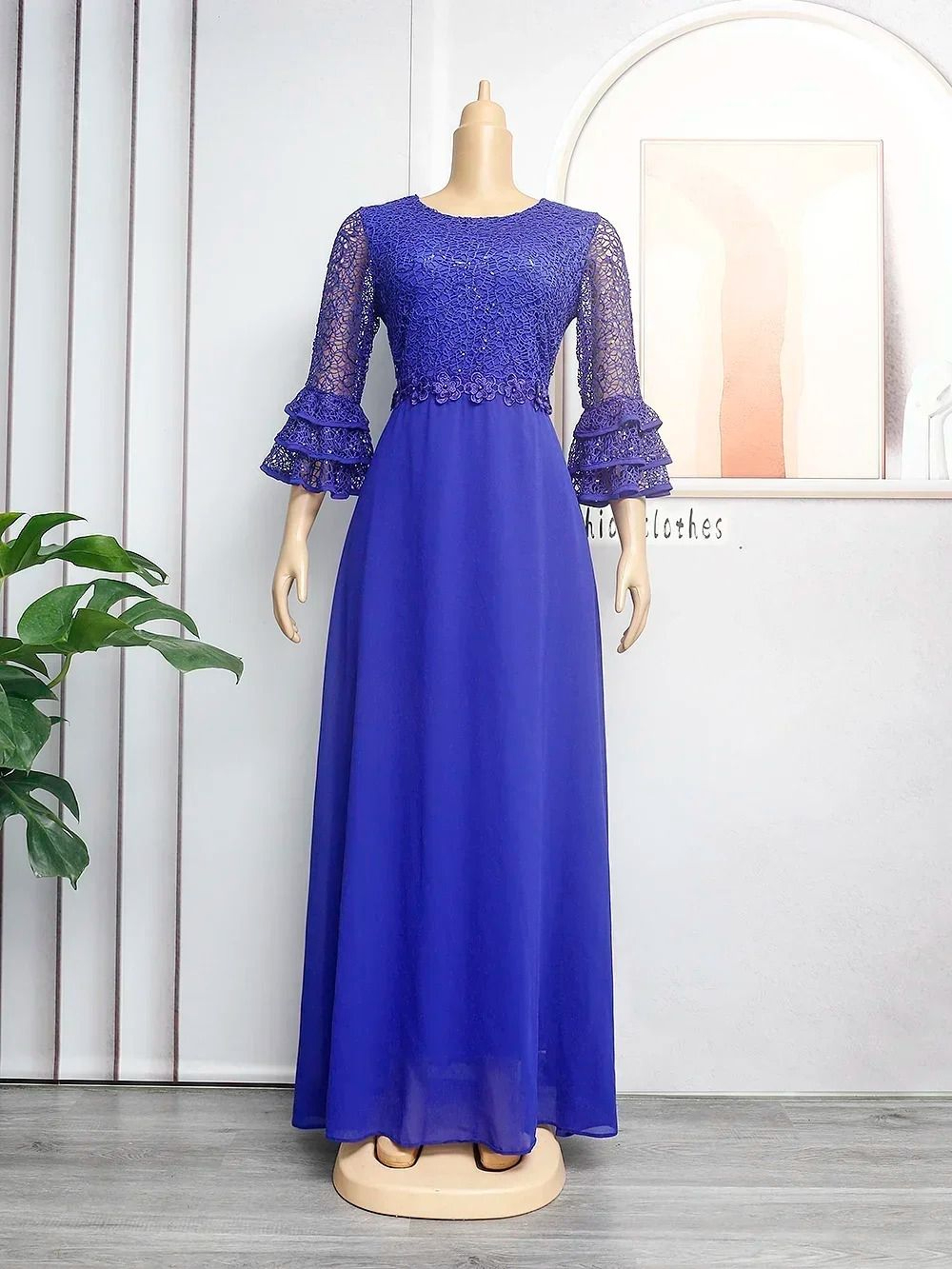 AmaraLuxe African Lace Maxi Dress 4