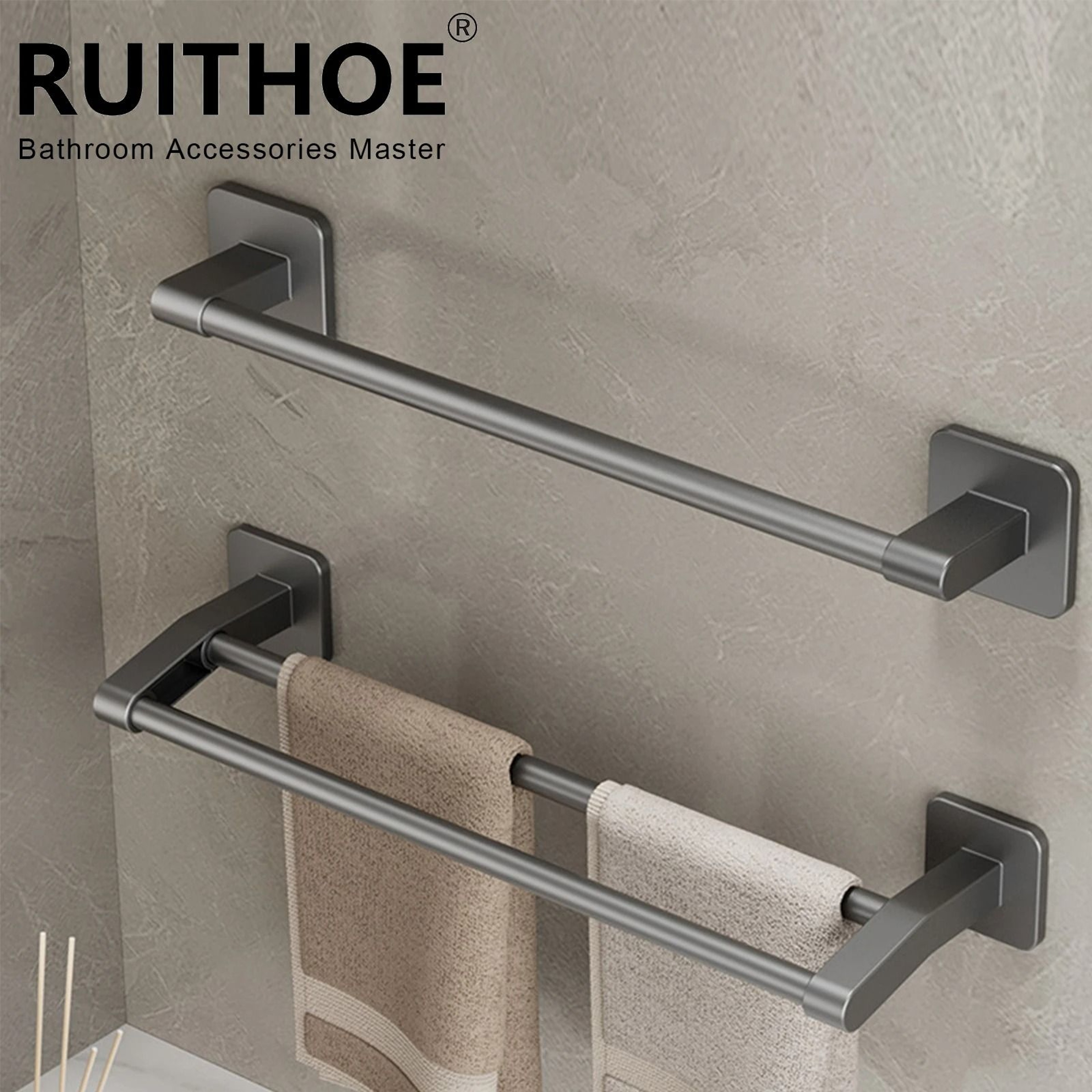 TidyNest No Drill Double Towel Bar 0