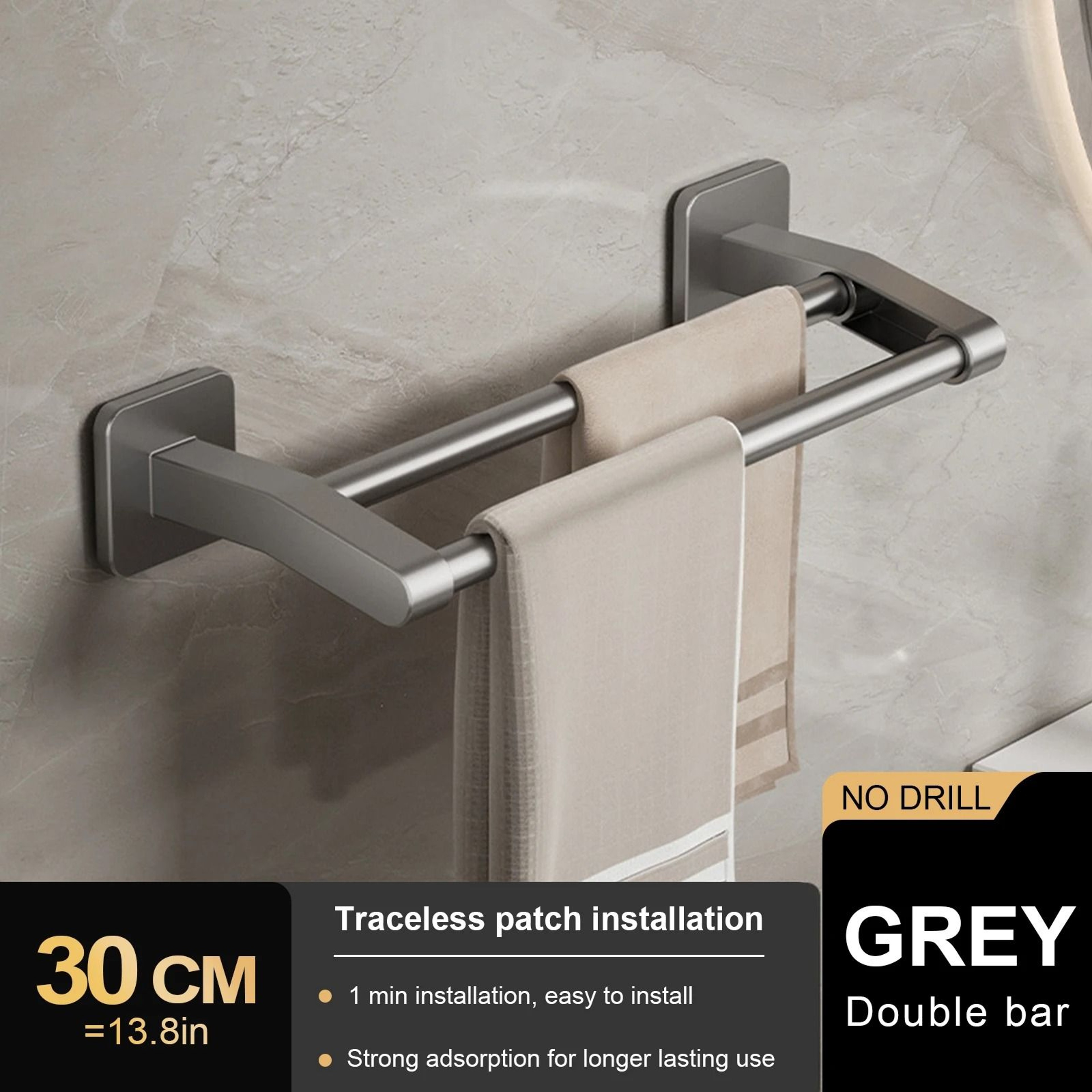 TidyNest No Drill Double Towel Bar 17