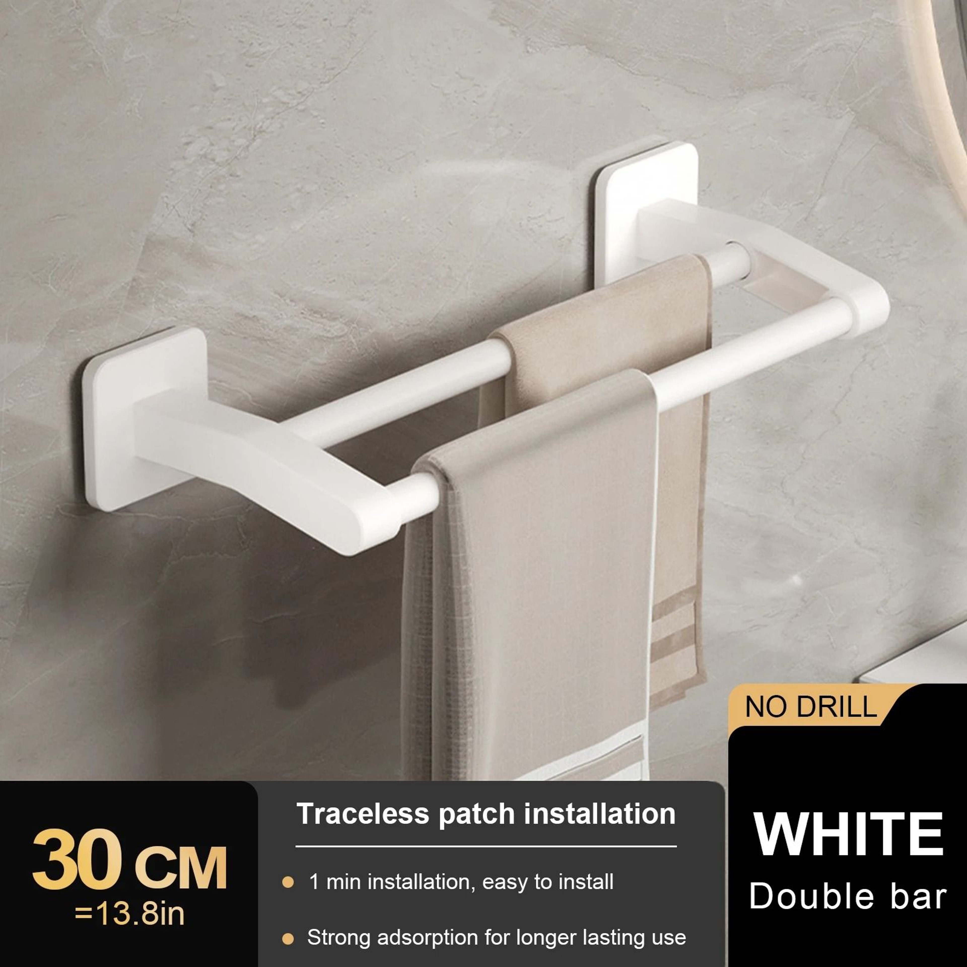TidyNest No Drill Double Towel Bar 16