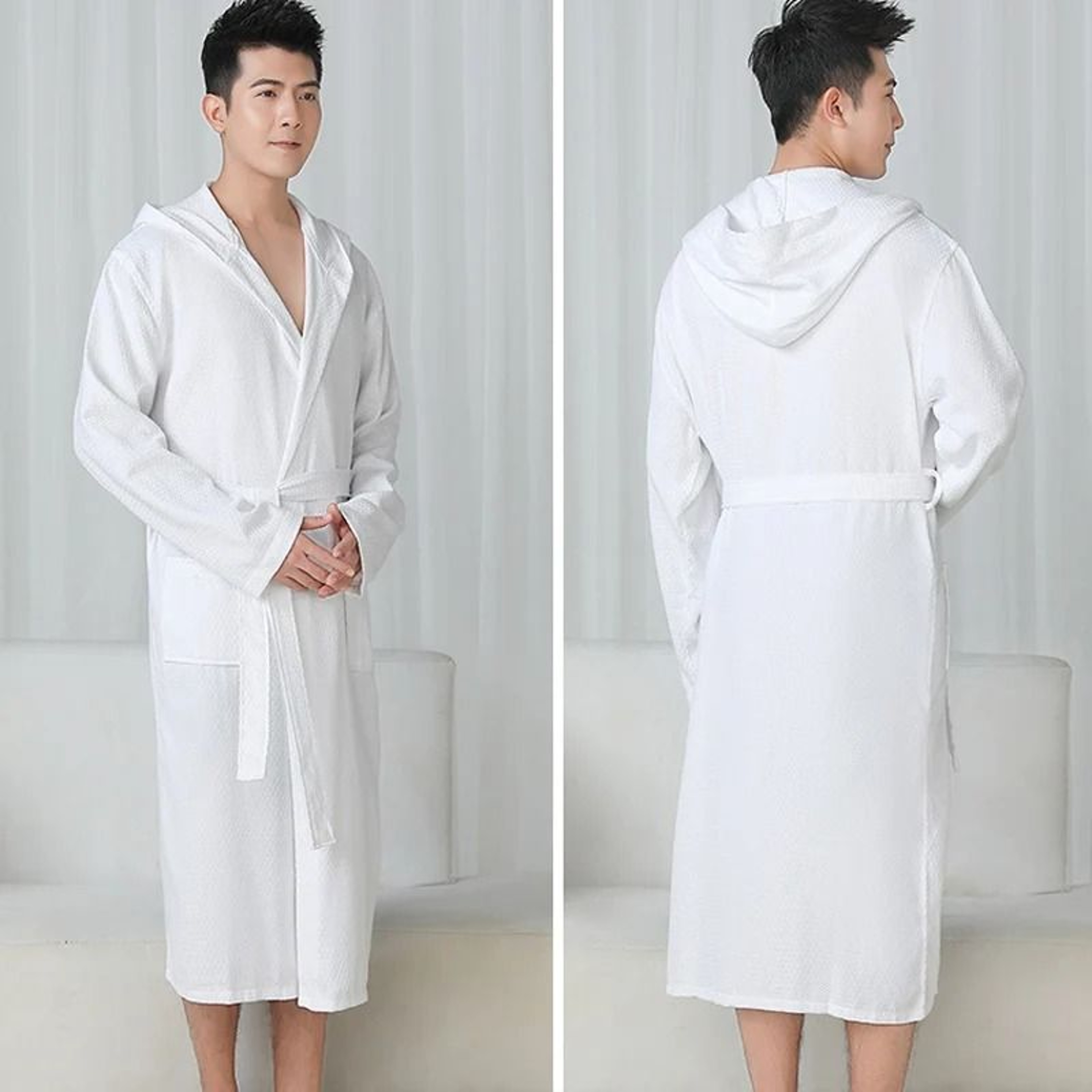 CozyHaven Cotton Waffle Hooded Bathrobe 11
