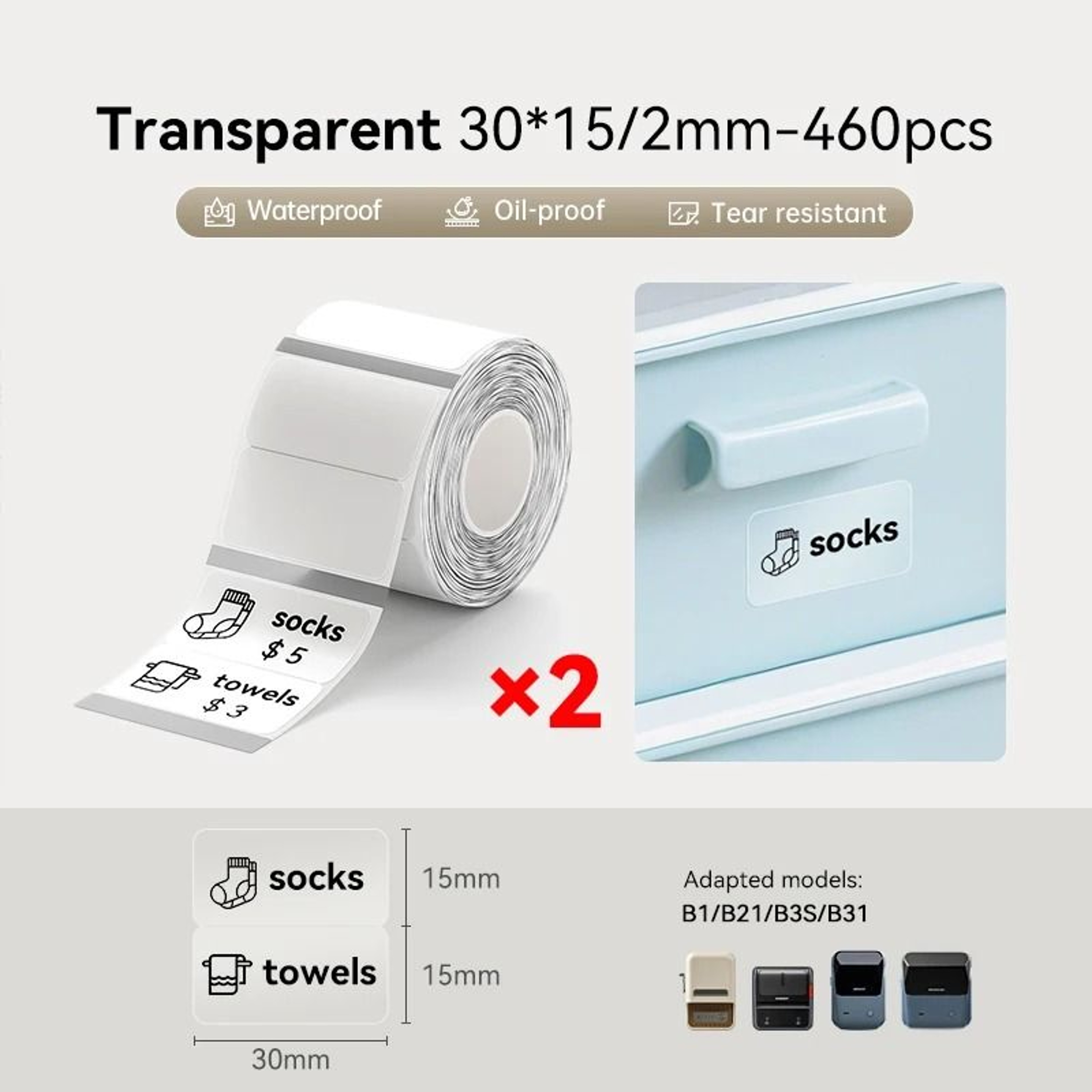 ClearMark Transparent Thermal Label Sticker Rolls 13