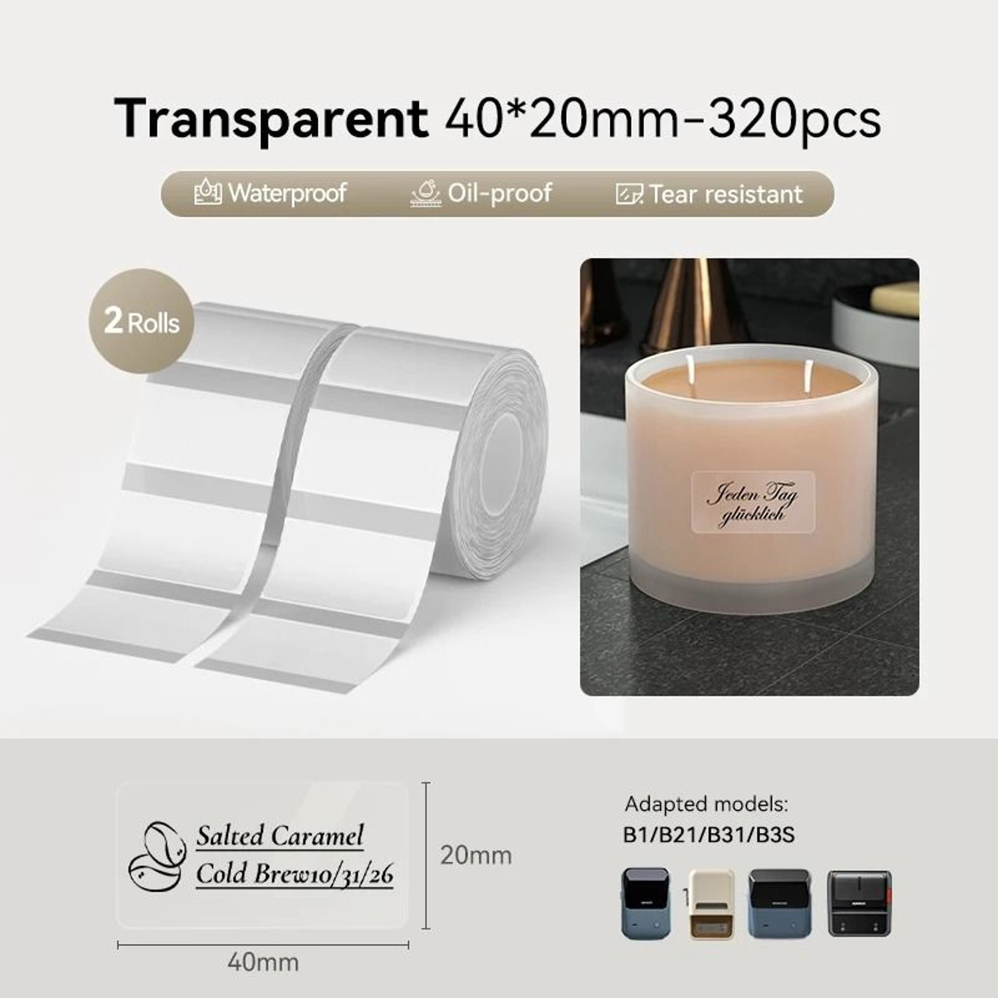 ClearMark Transparent Thermal Label Sticker Rolls 10