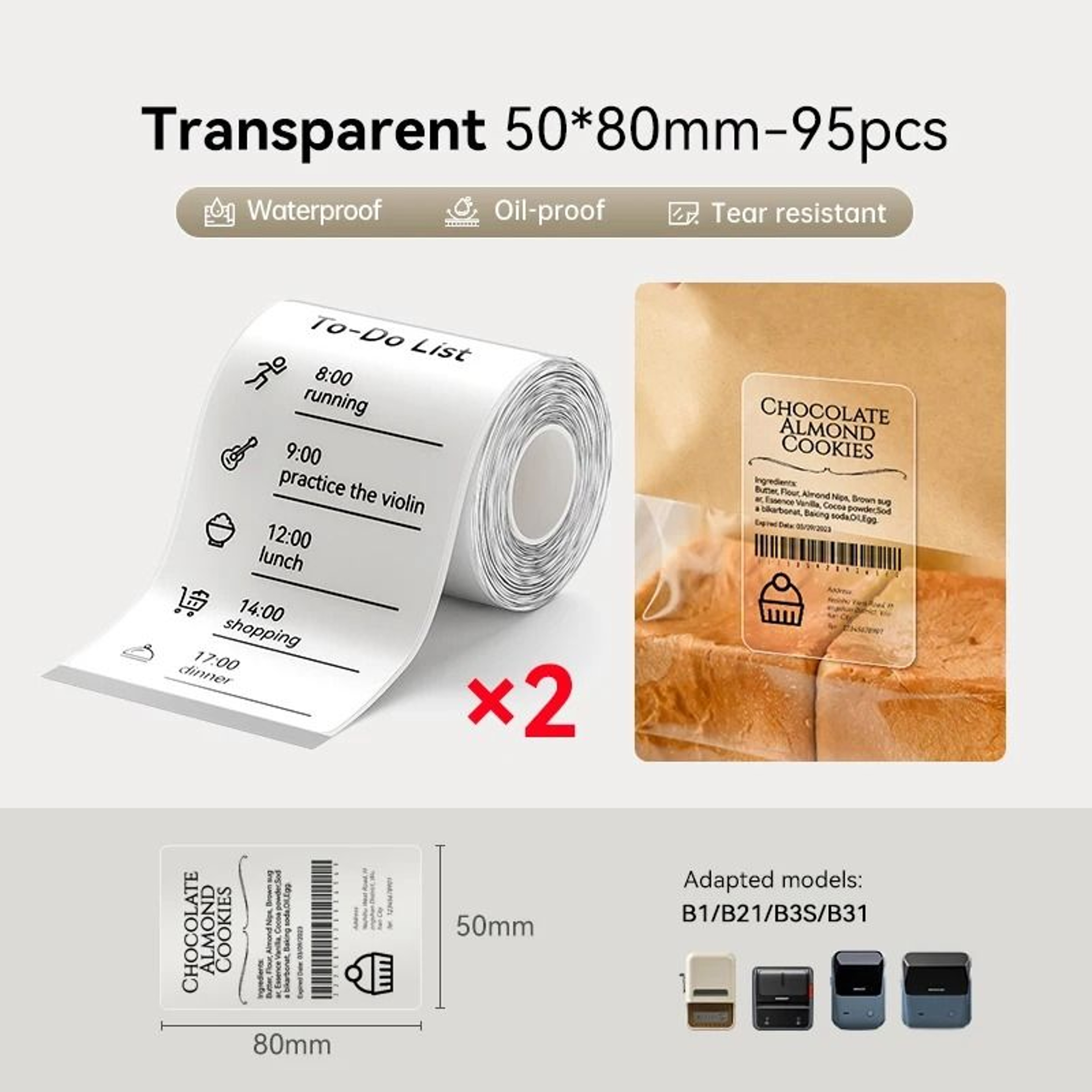 ClearMark Transparent Thermal Label Sticker Rolls 12