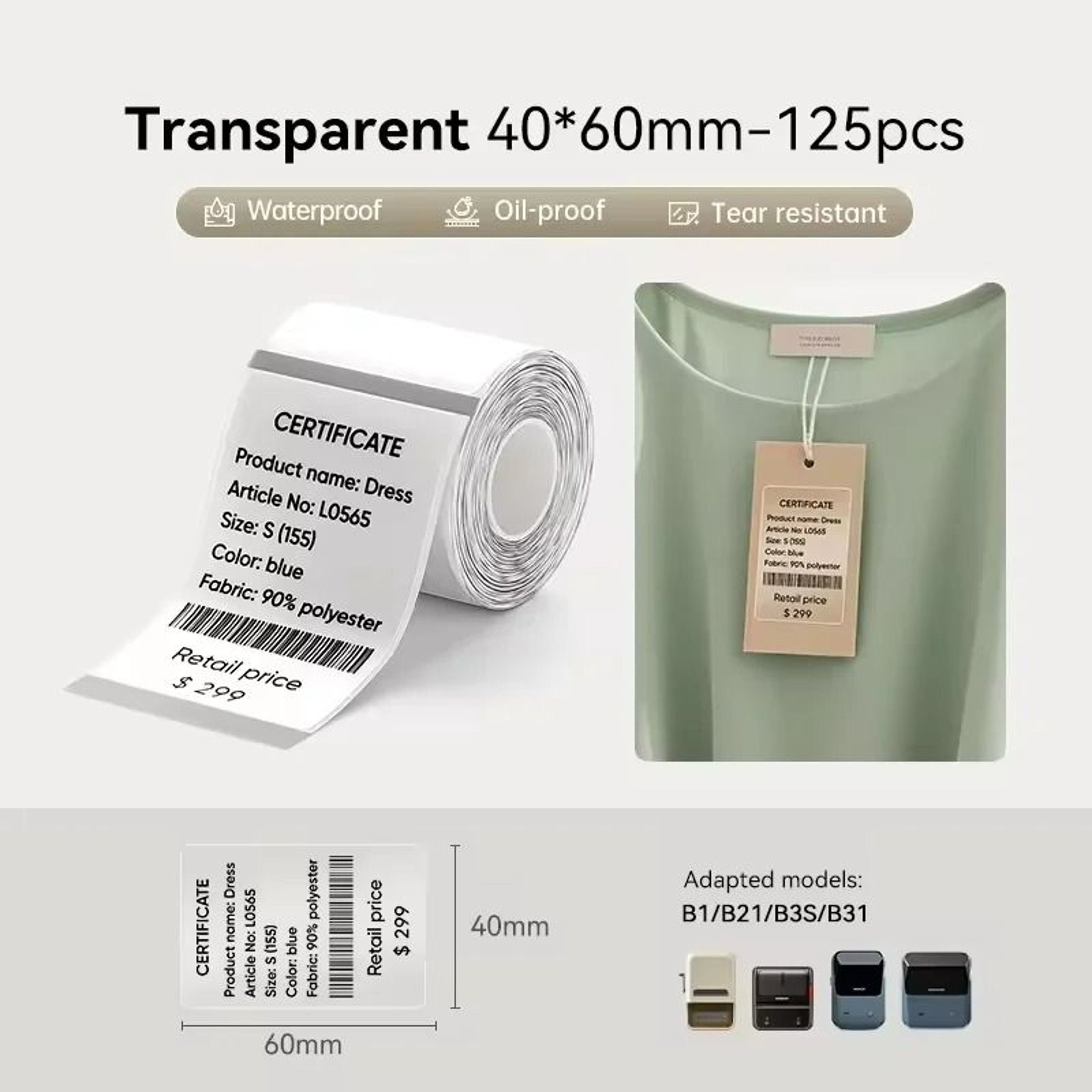 ClearMark Transparent Thermal Printer Labels 12