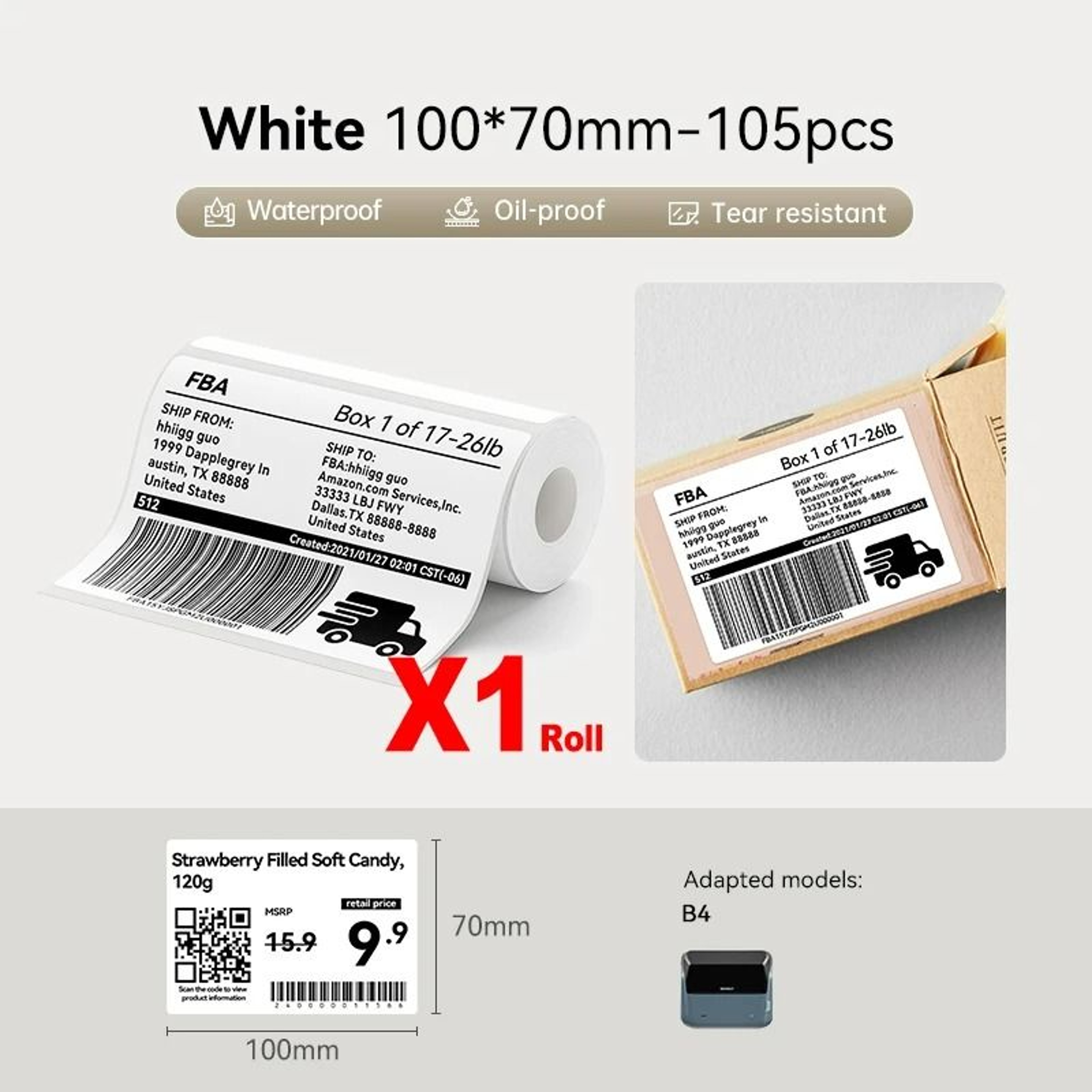 LabelMax NIIMBOT B4 Adhesive Label Rolls 8
