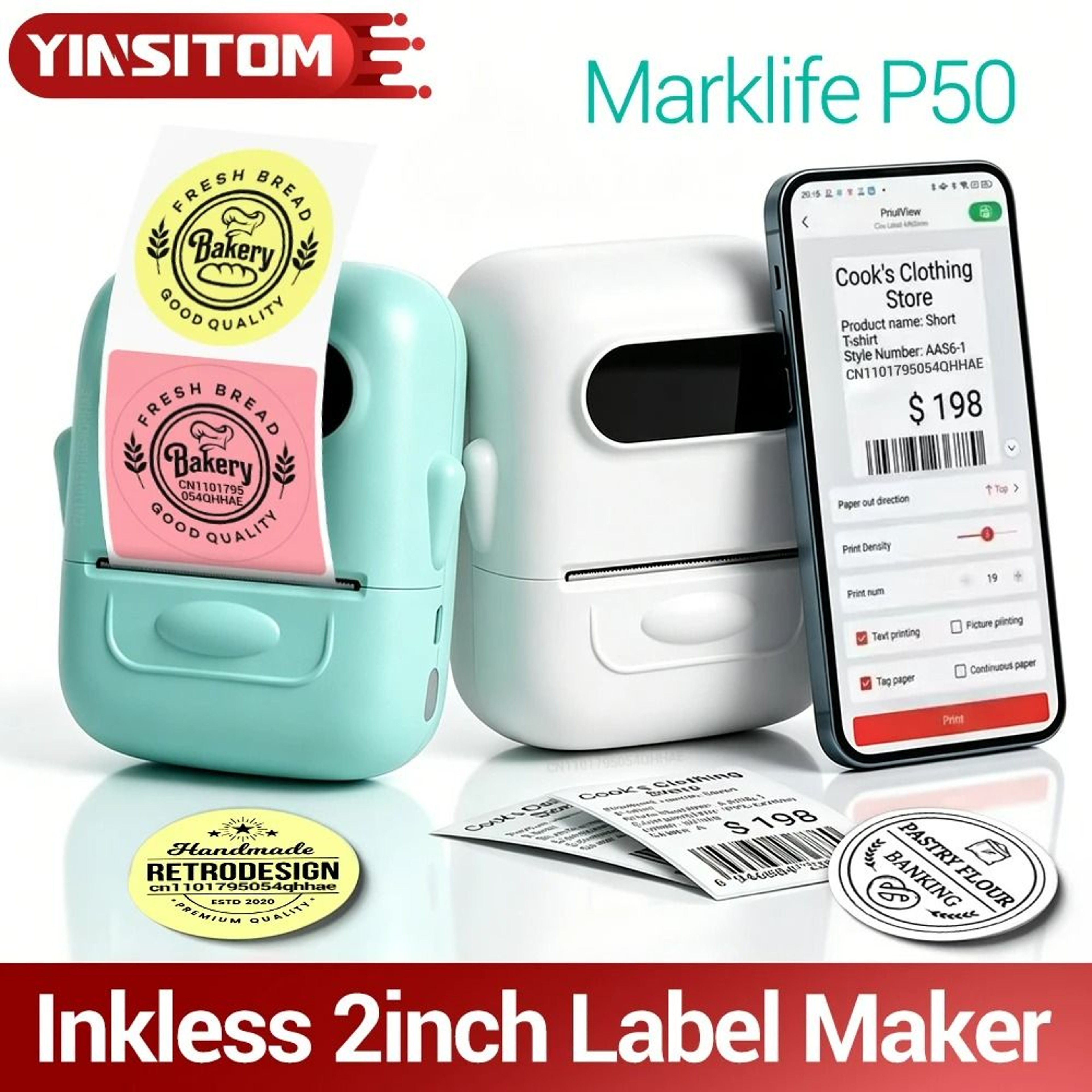 TagEase P50 Bluetooth Thermal Label Printer 0