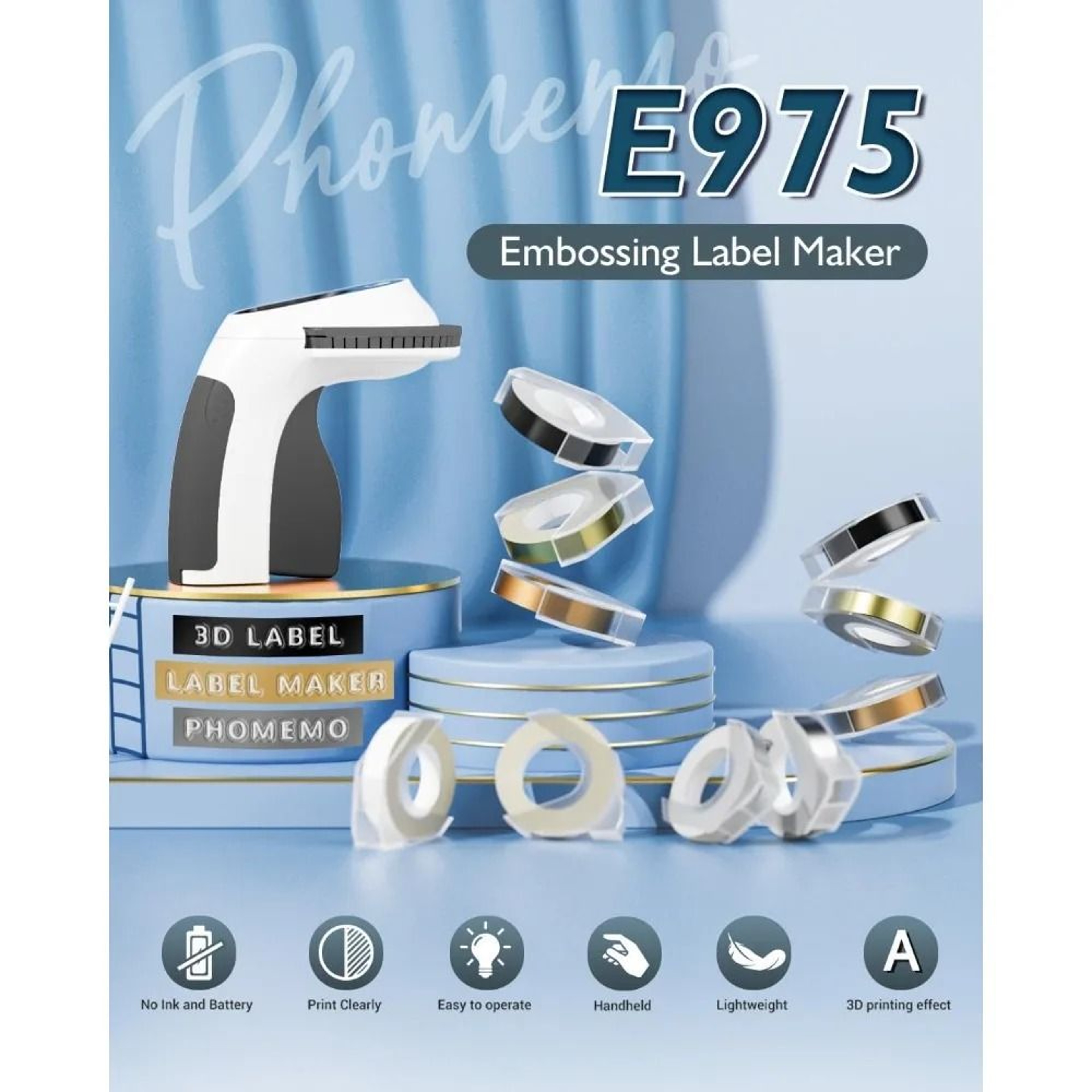 E975 Vintage 3D Embossing Label Maker 3