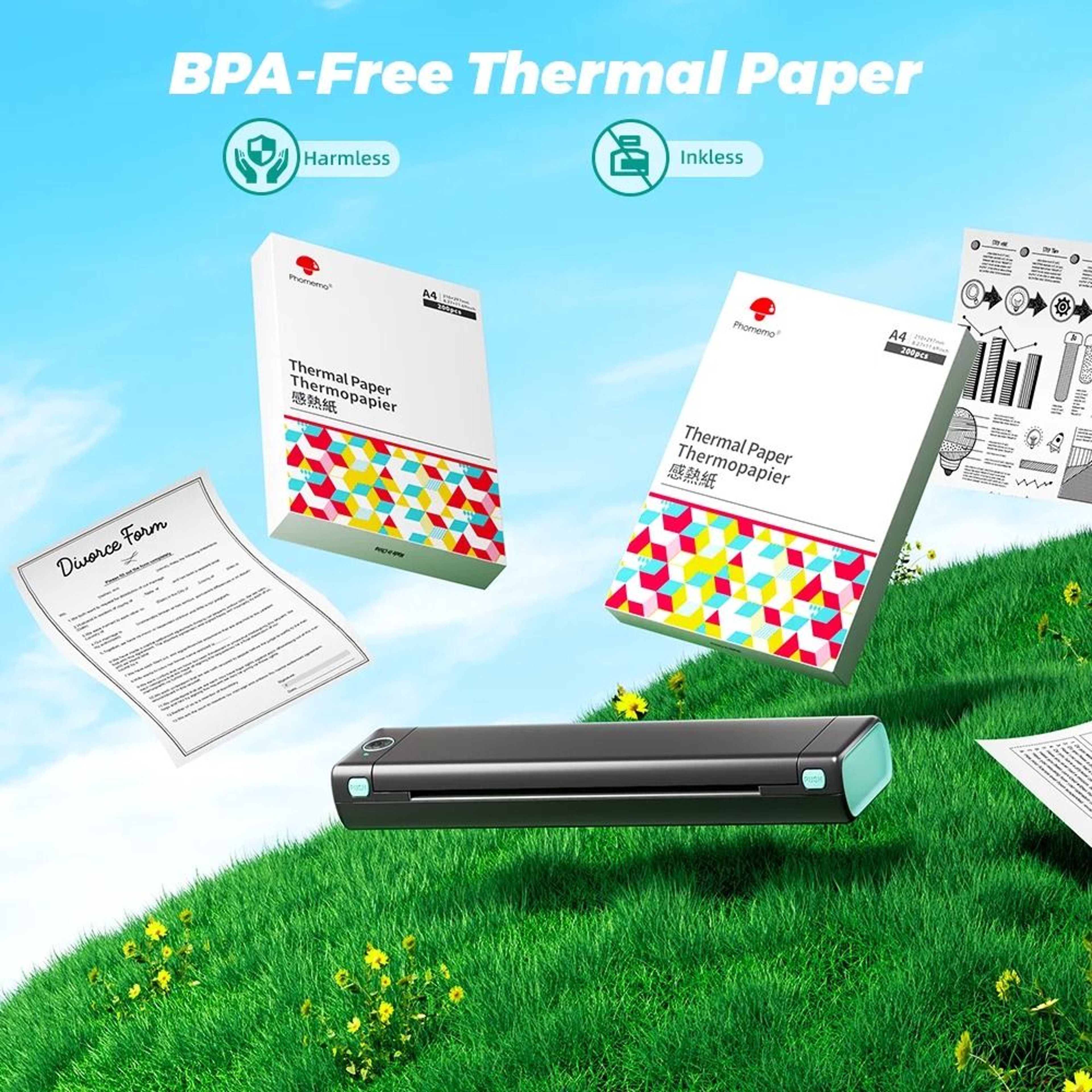 Phomemo A4 Quick Dry Thermal Printer Paper 100 Sheets 4