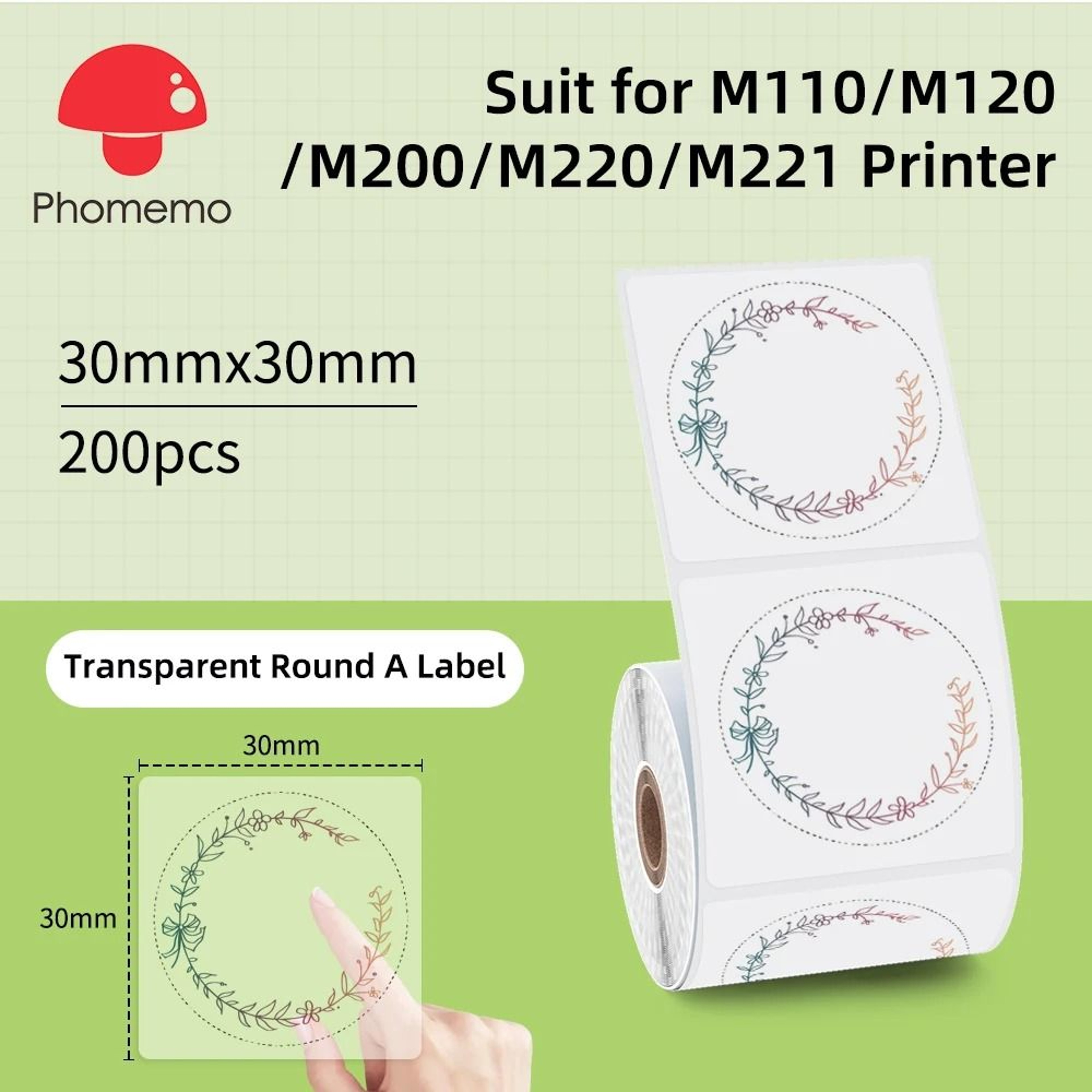 ClearMark Phomemo Transparent Thermal Label Roll 7