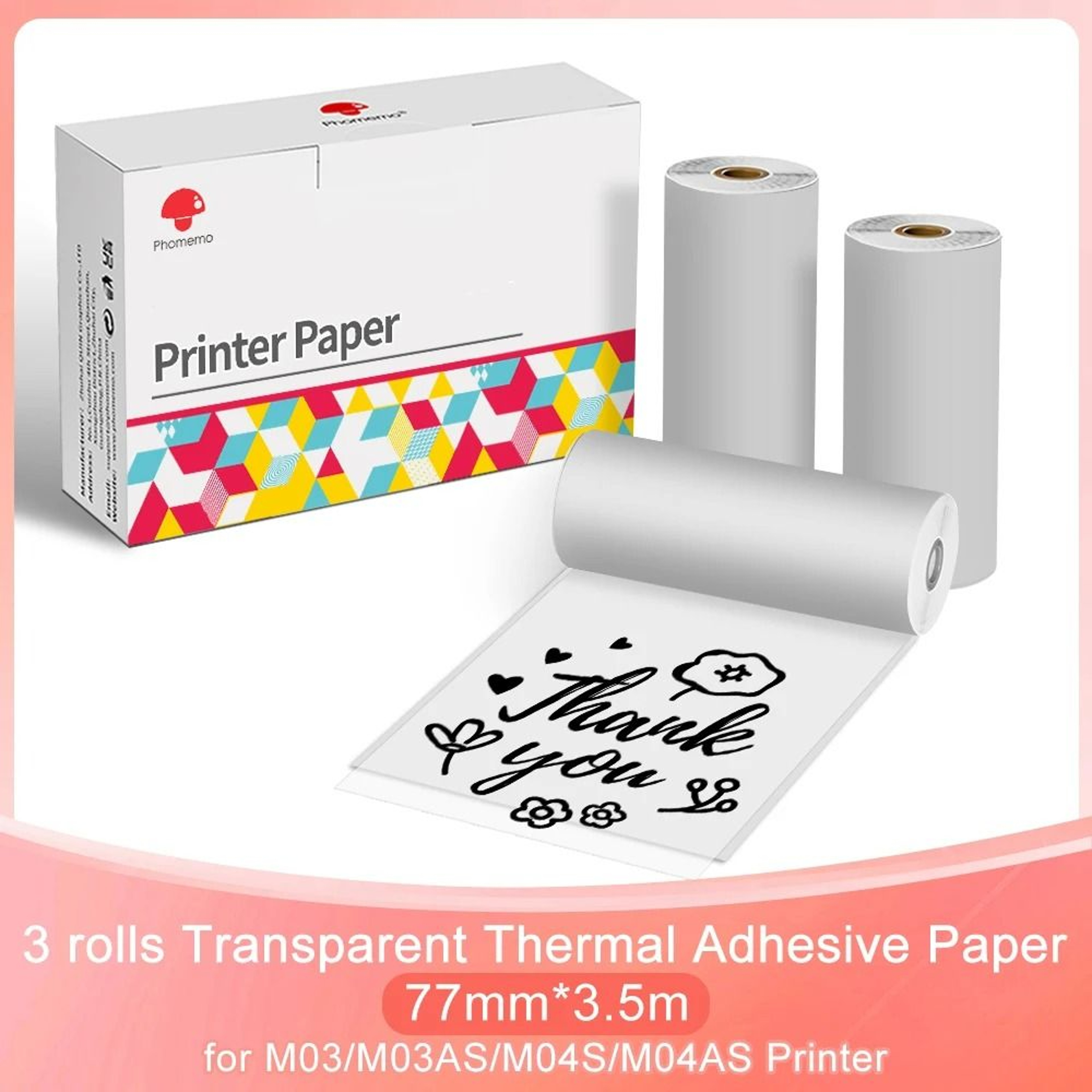 ClearPrint Phomemo Transparent Thermal Sticker Paper 3 Rolls 12