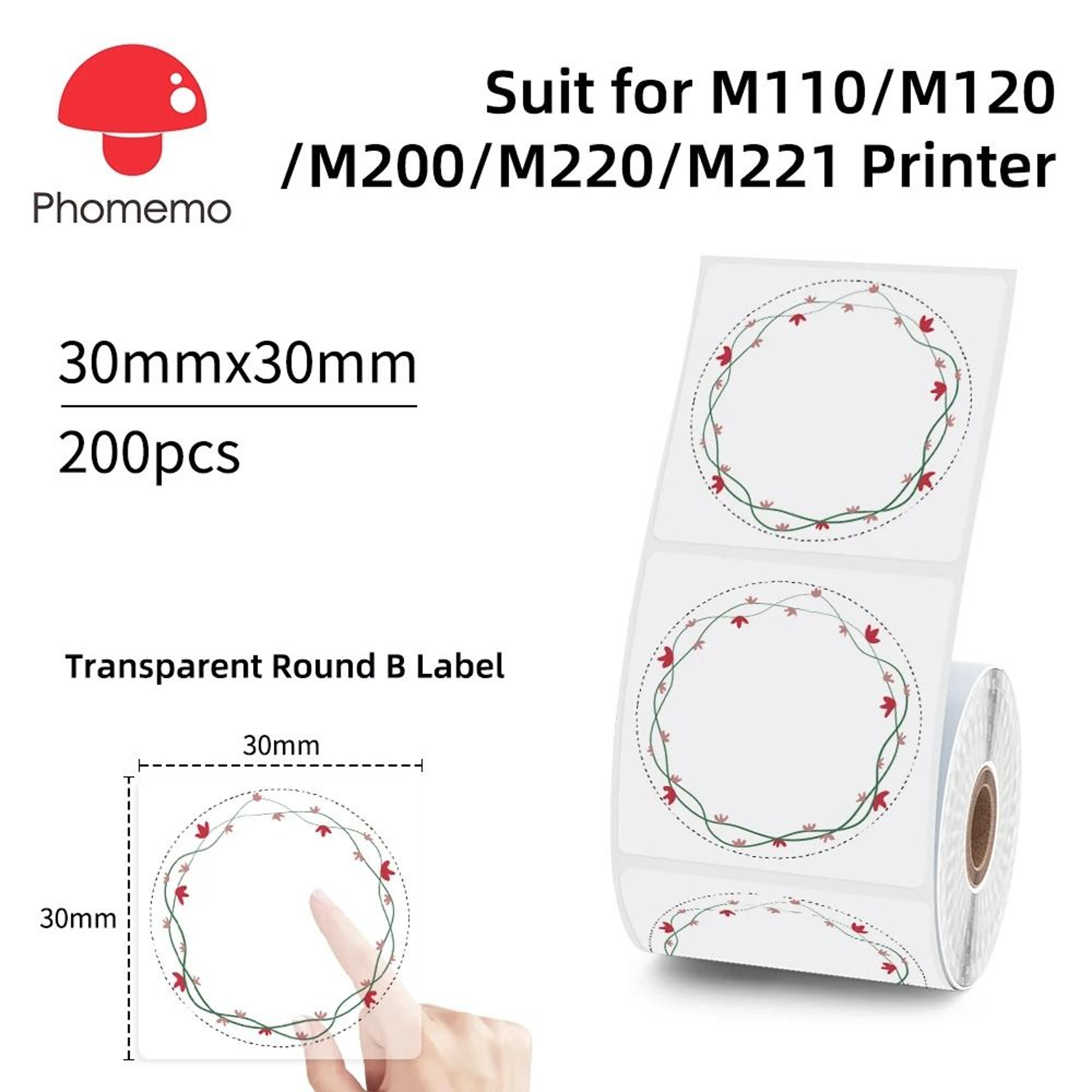 CrystalTag Phomemo Transparent Thermal Label Stickers 13