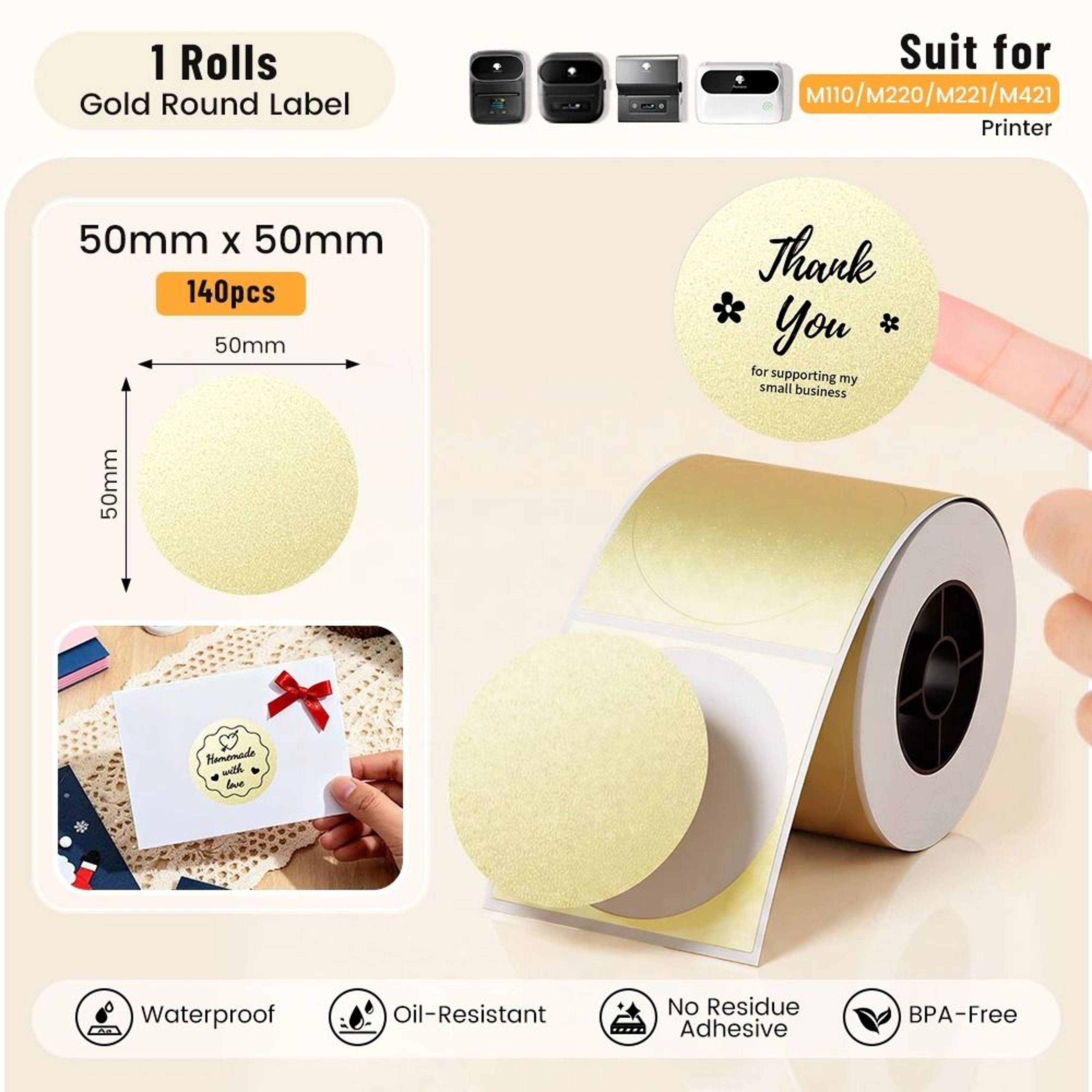 Phomemo M110 LuxeGold Adhesive Label Stickers 15