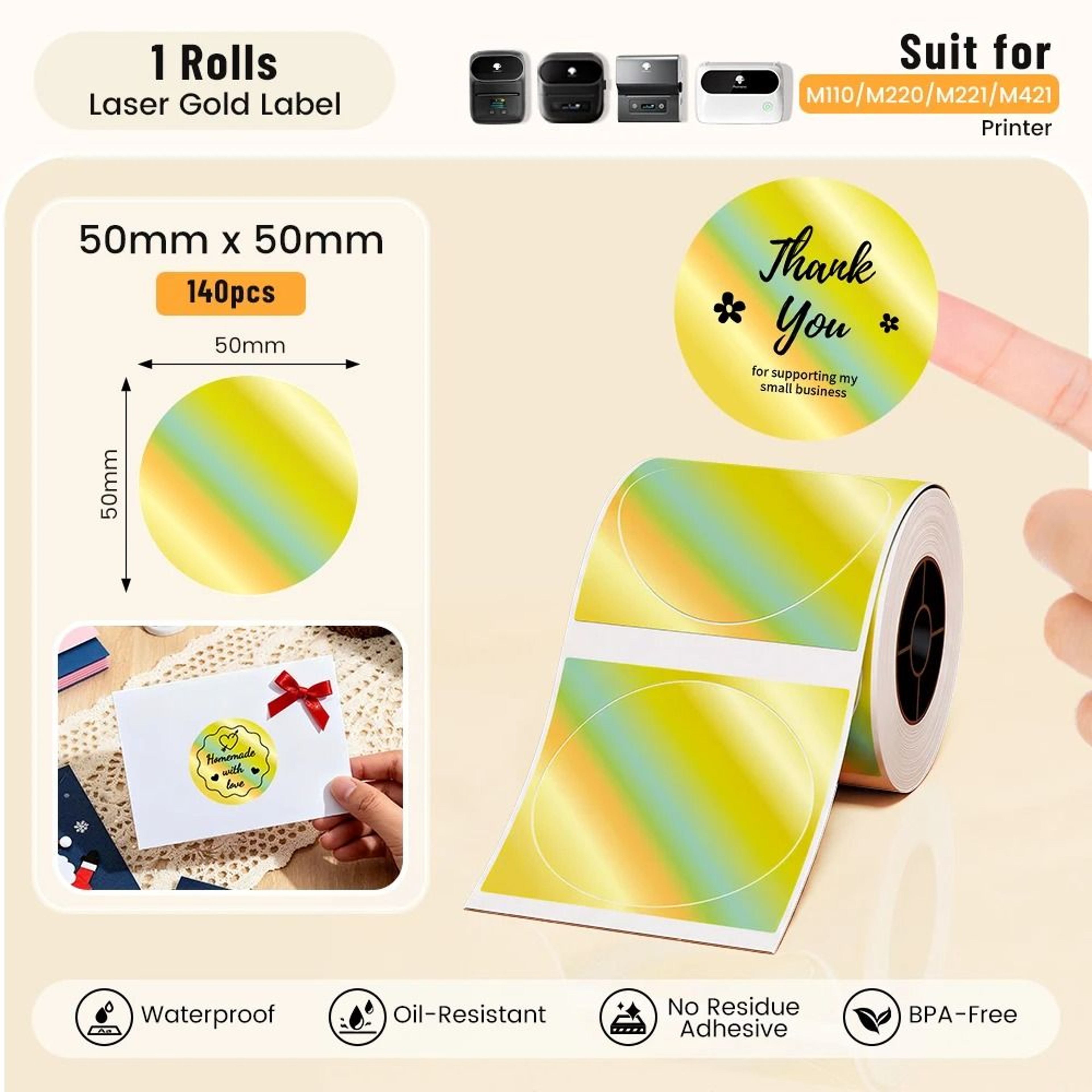 Phomemo M110 LuxeGold Adhesive Label Stickers 12