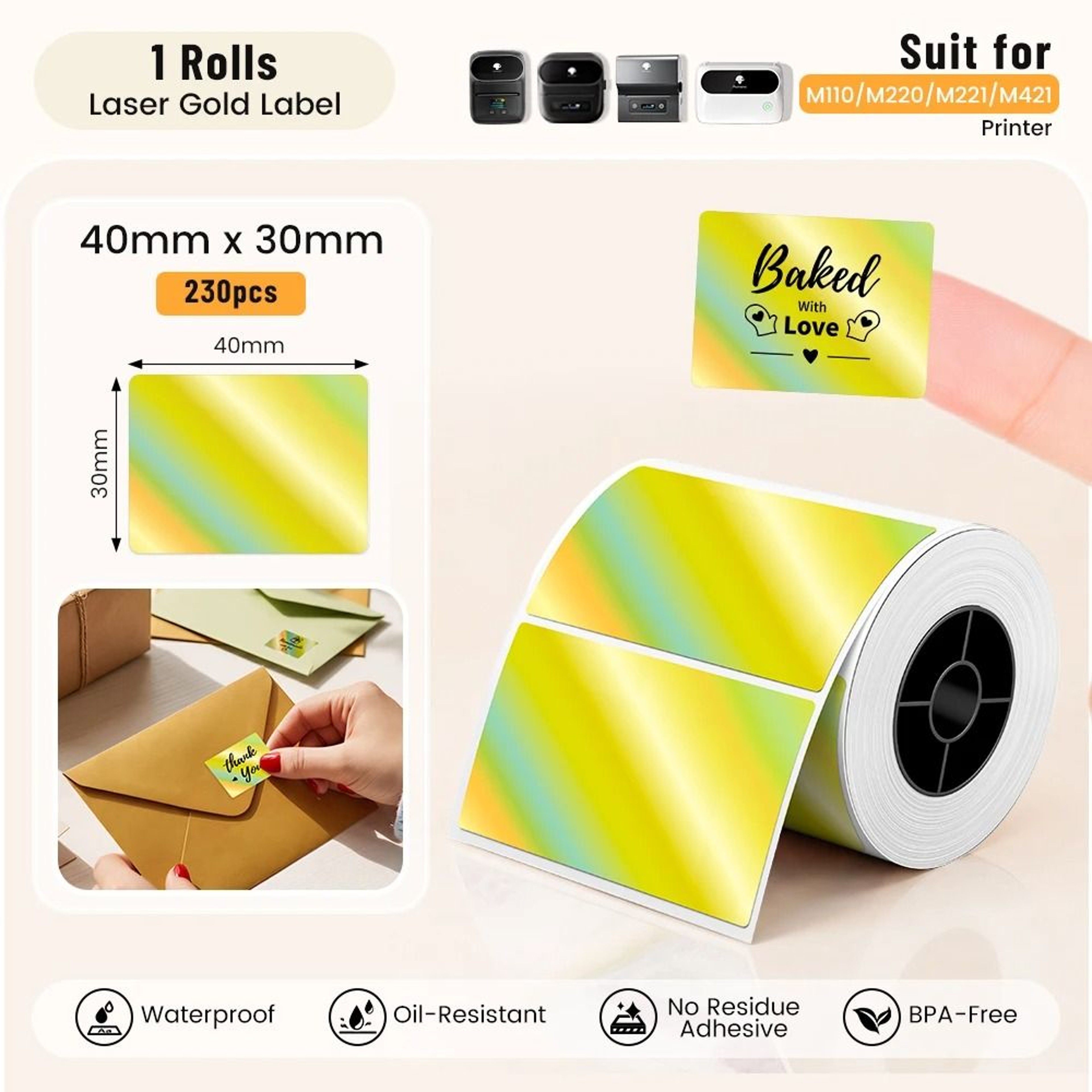 Phomemo M110 LuxeGold Adhesive Label Stickers 14