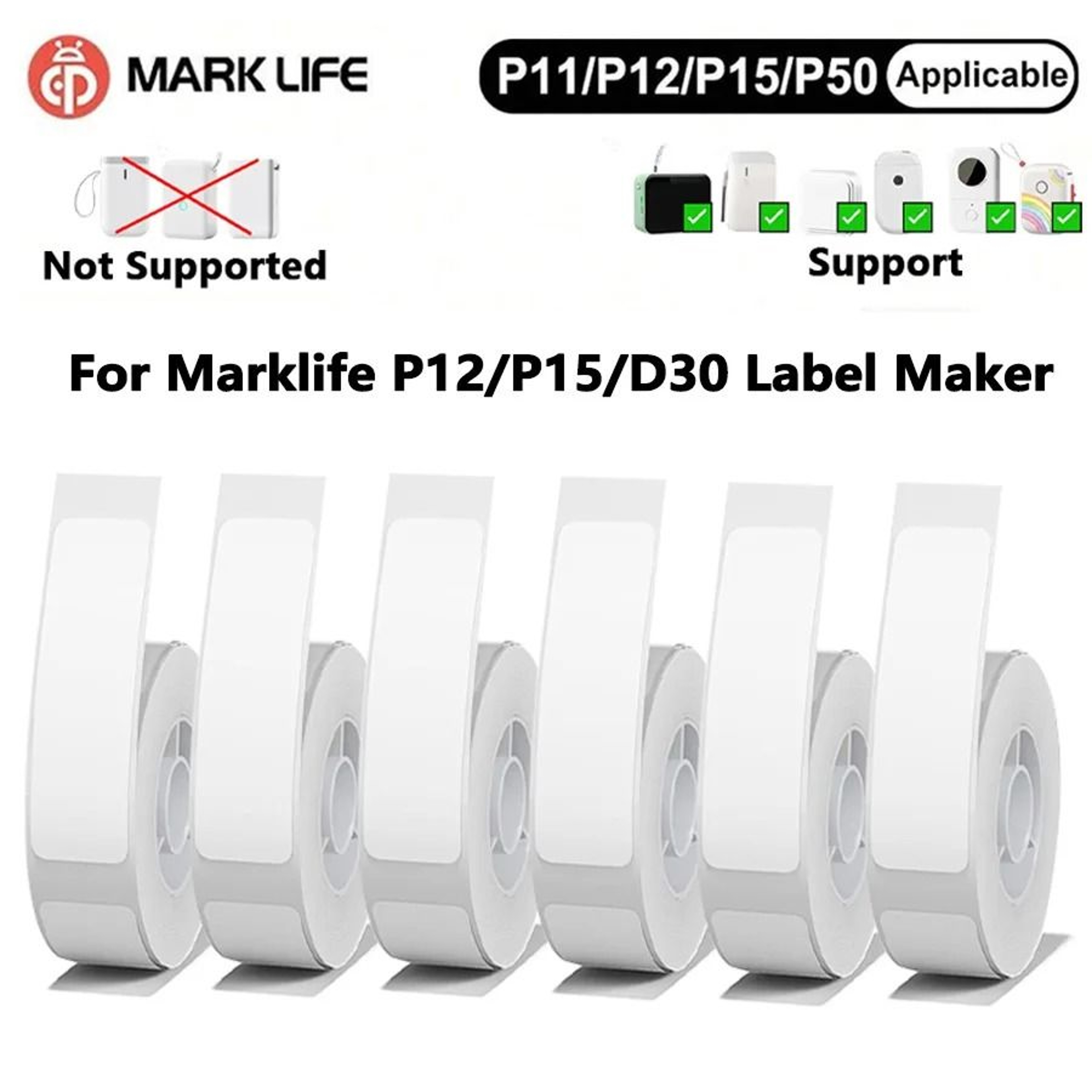 Marklife P15 PureWhite Adhesive Thermal Label Stickers 1