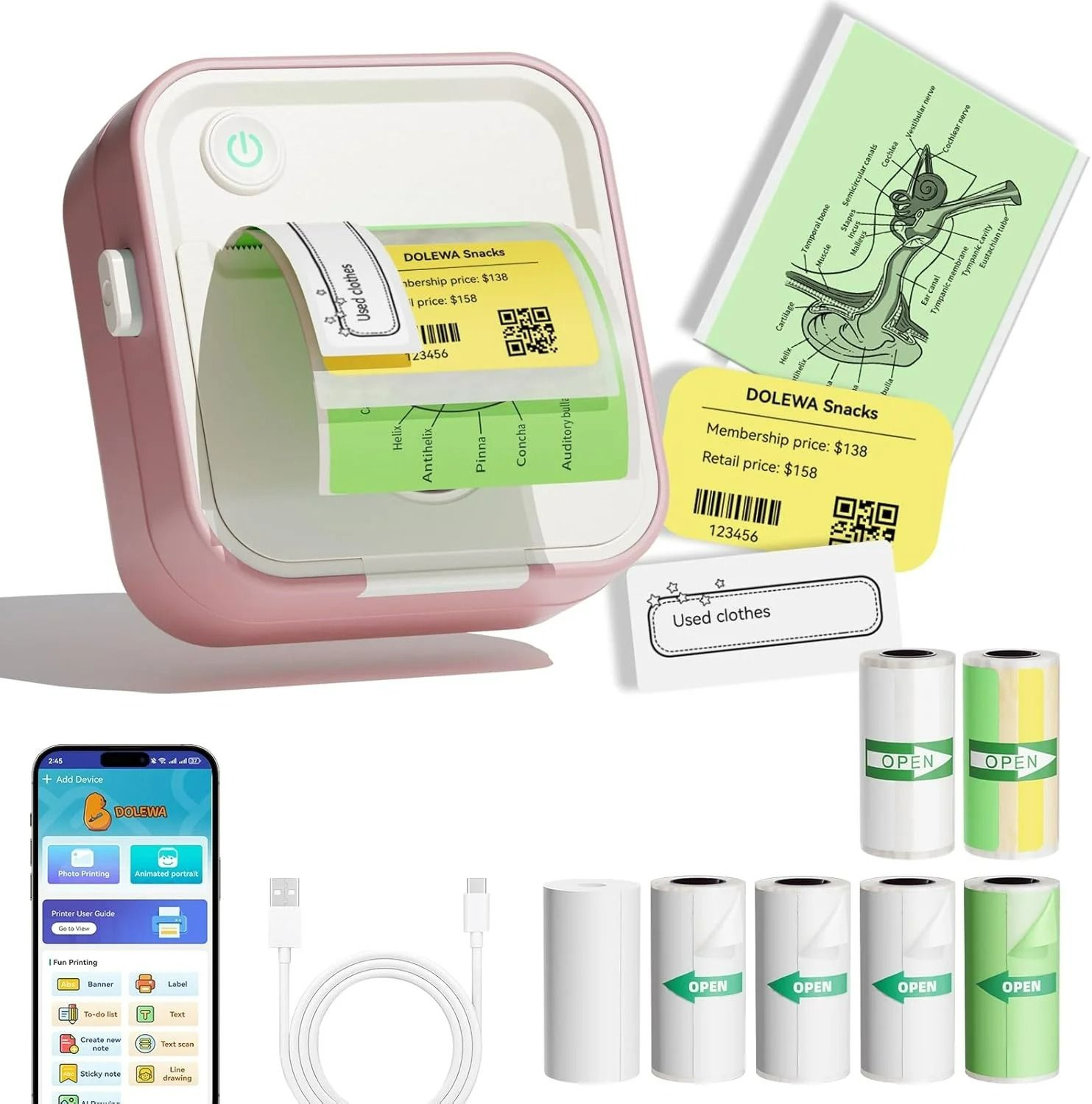 PrintNova D5 Adjustable Mini Thermal Label Printer 10